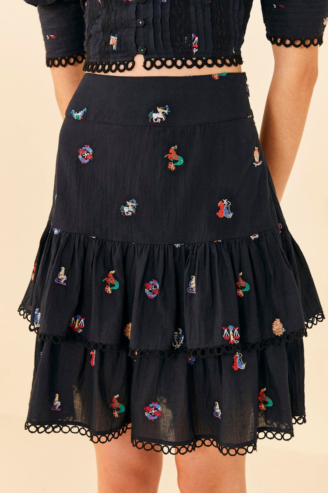 Farm Rio Zodiac Cross Stitch Mini Skirt