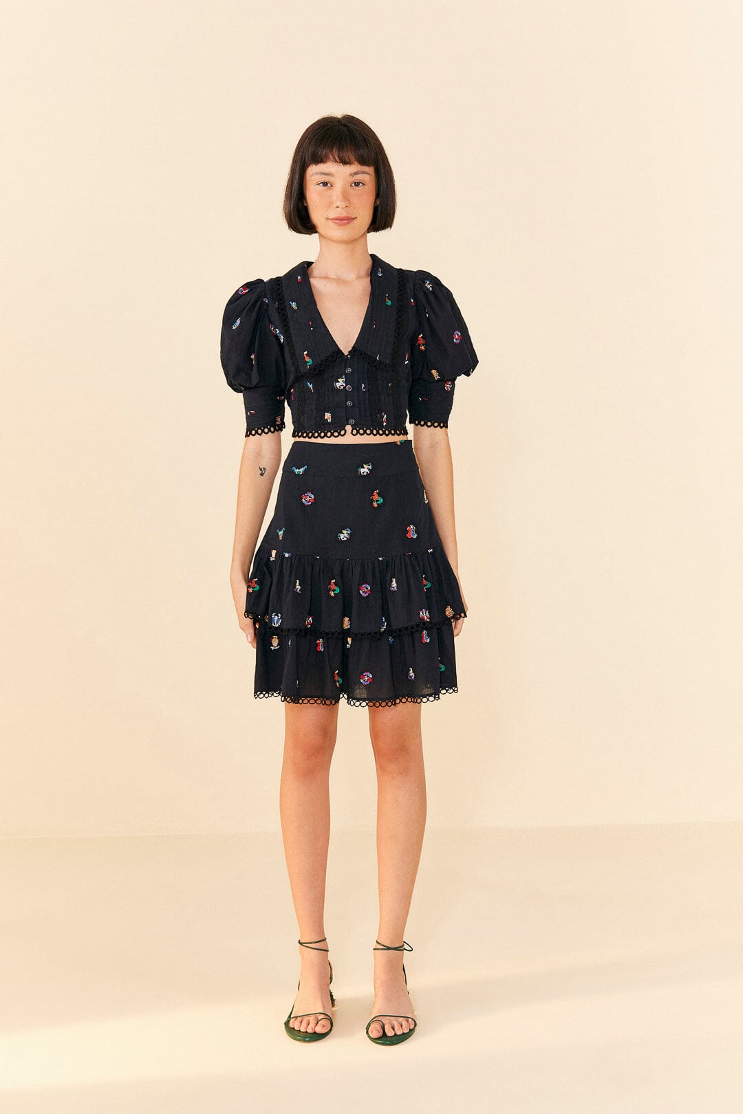 Farm Rio Zodiac Cross Stitch Mini Skirt