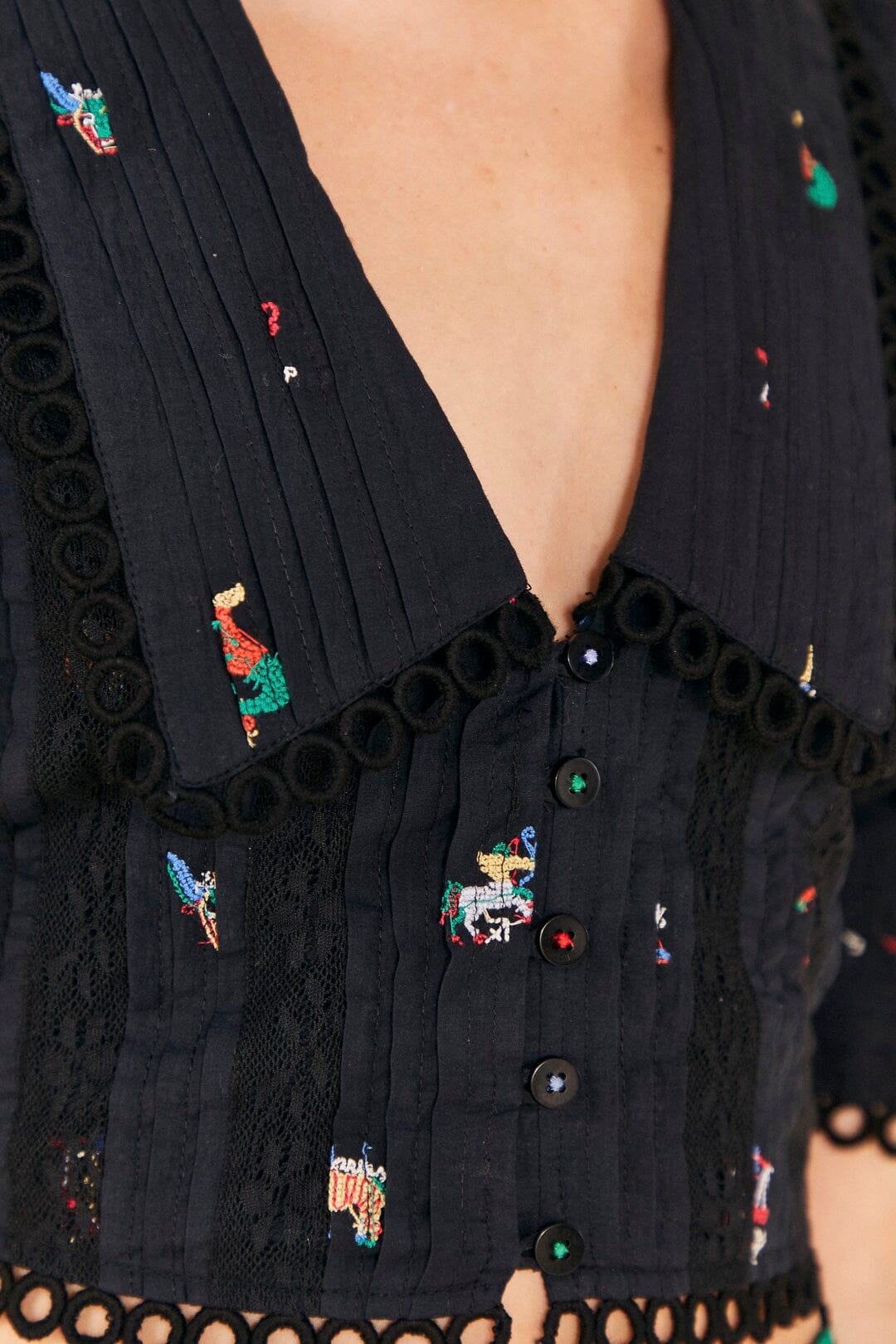 Farm Rio Zodiac Cross Stitch Crop Top