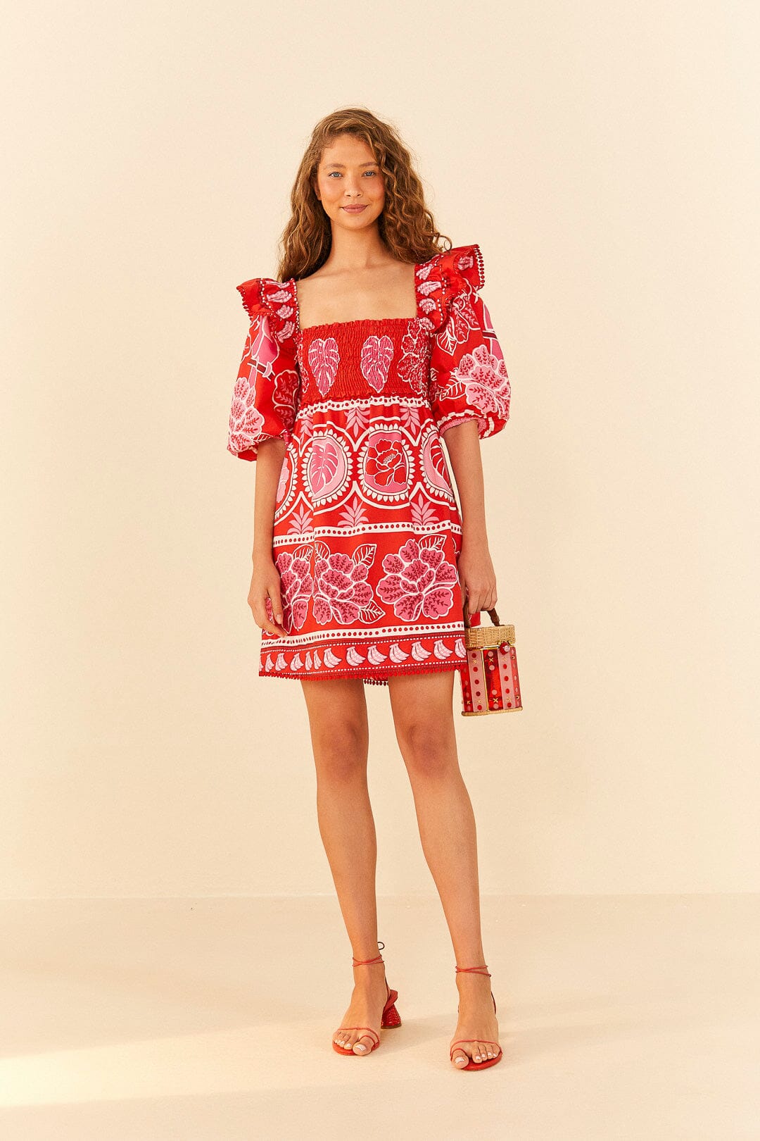 Farm Rio Red Summer Sunrise Organic Cotton Mini Dress