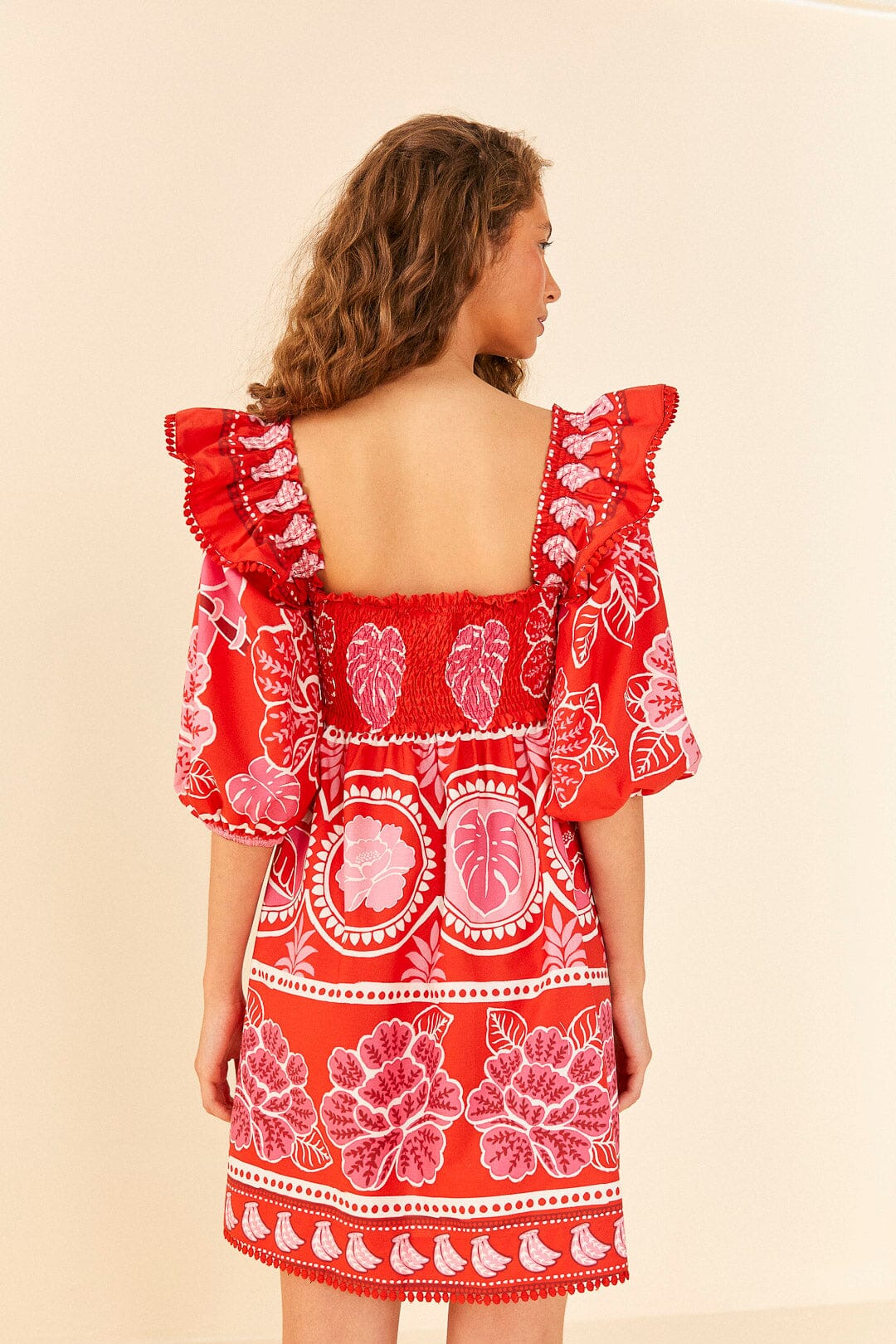 Farm Rio Red Summer Sunrise Organic Cotton Mini Dress