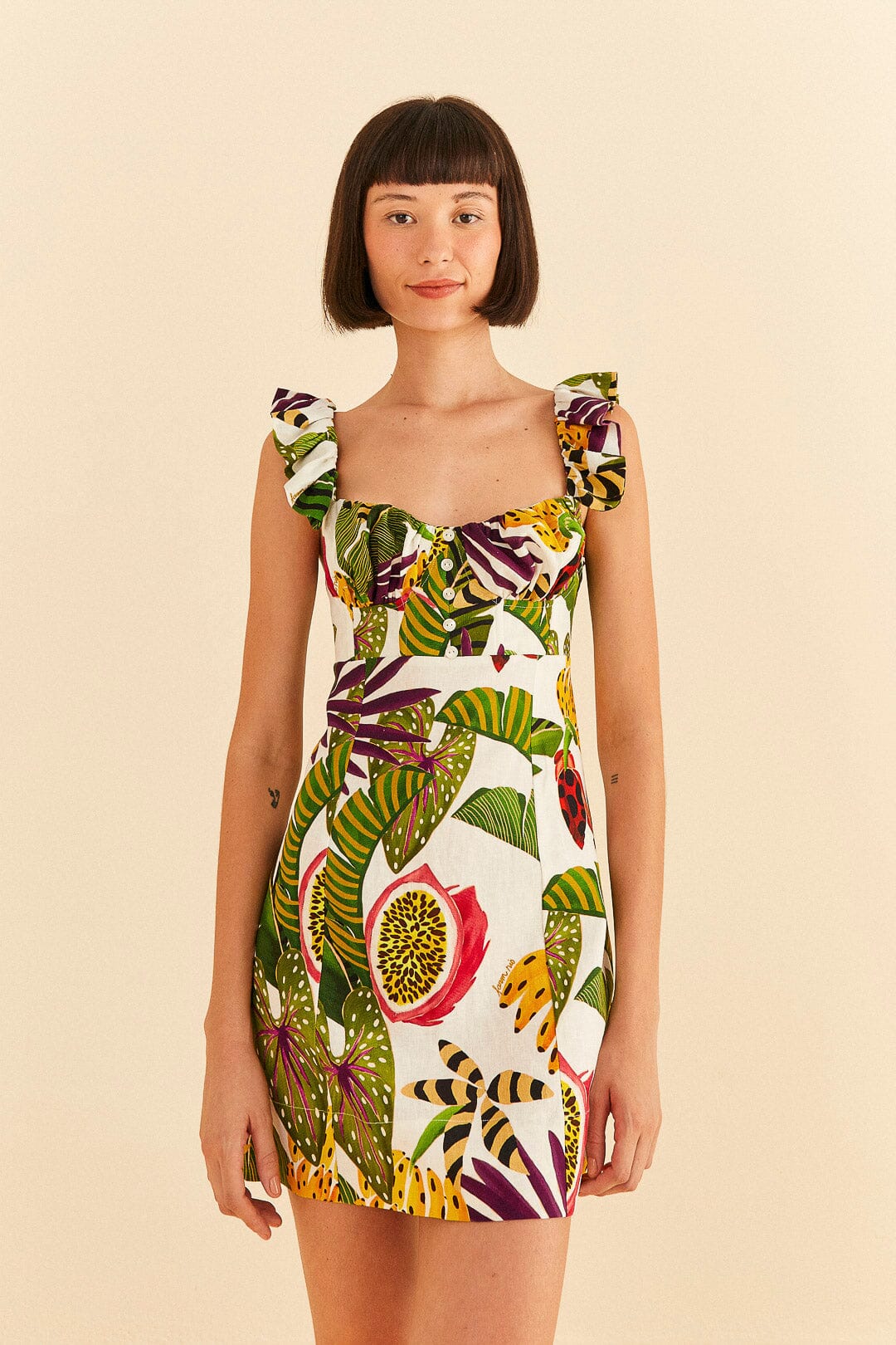 Farm Rio Striped Forest Mini Dress