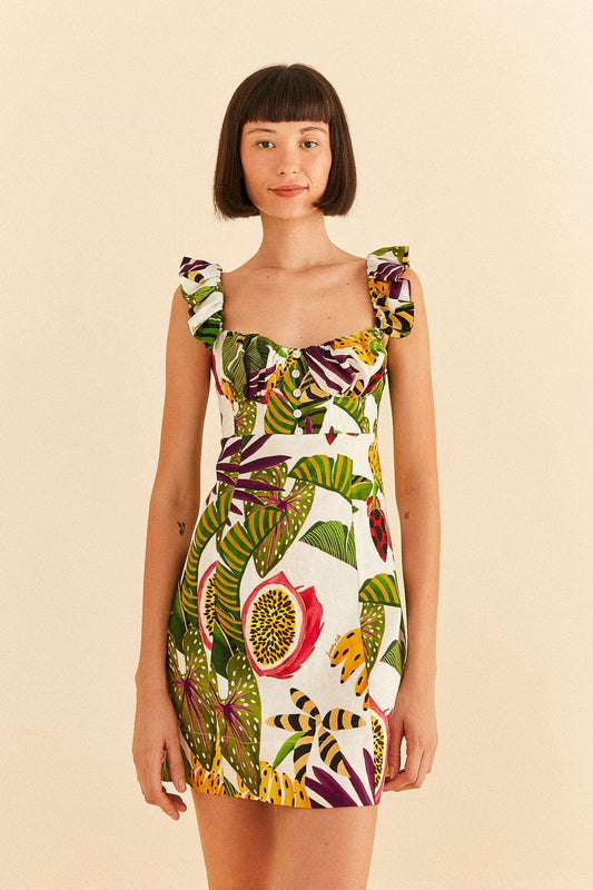 Farm Rio Striped Forest Mini Dress