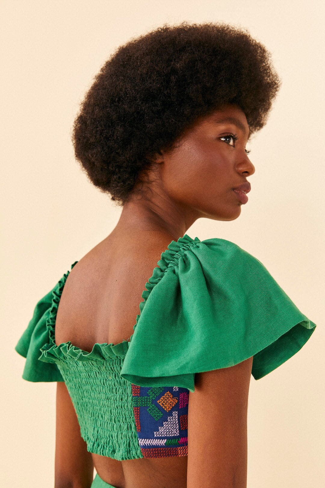 Farm Rio Embroided Green Top