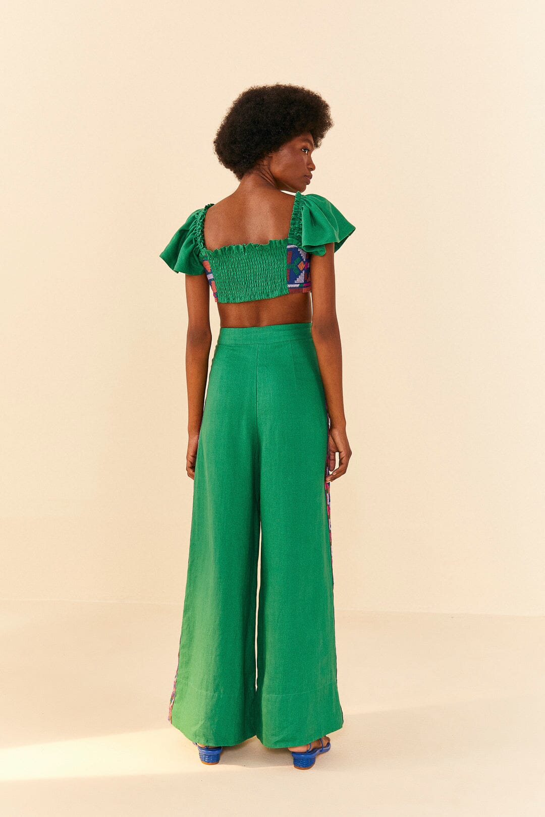 Farm Rio Embroided Green Top