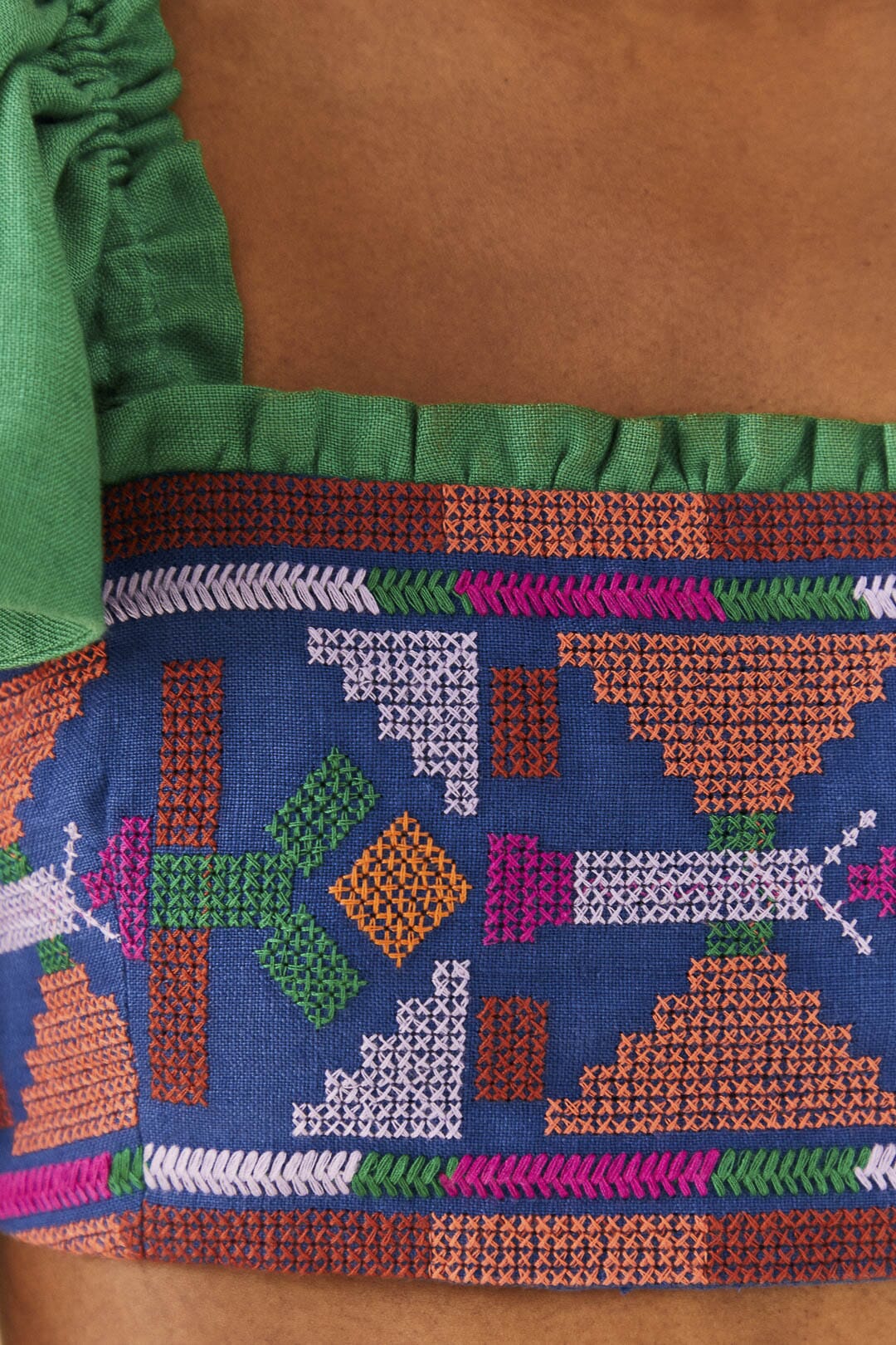 Farm Rio Embroided Green Top