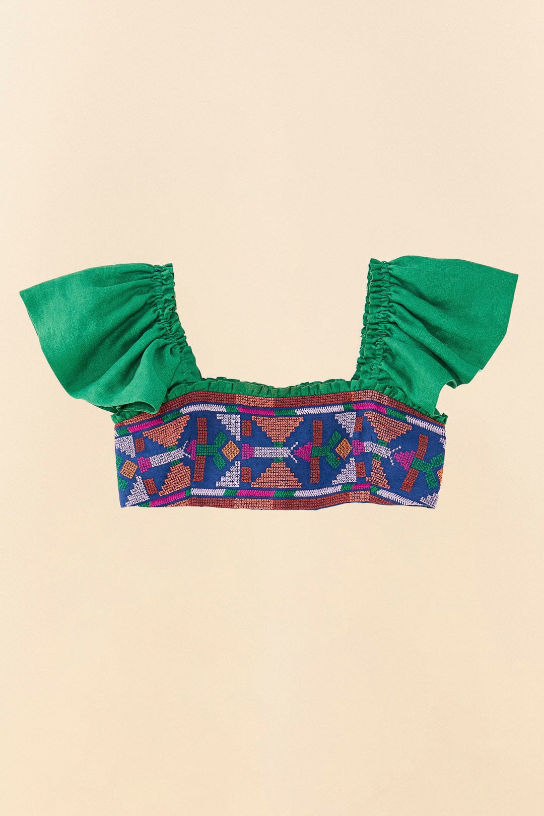 Farm Rio Embroided Green Top