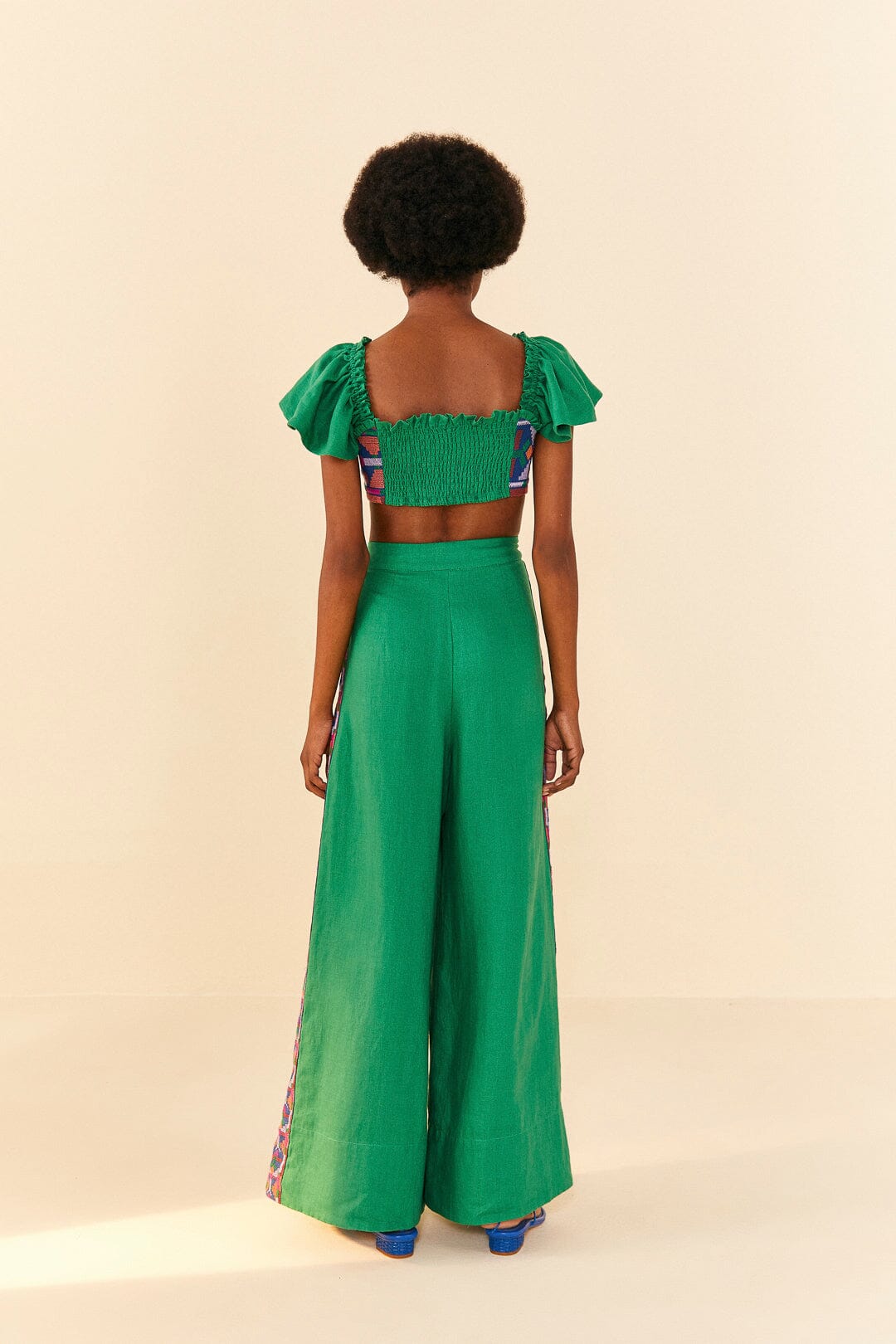 Farm Rio Embroided Green Pants