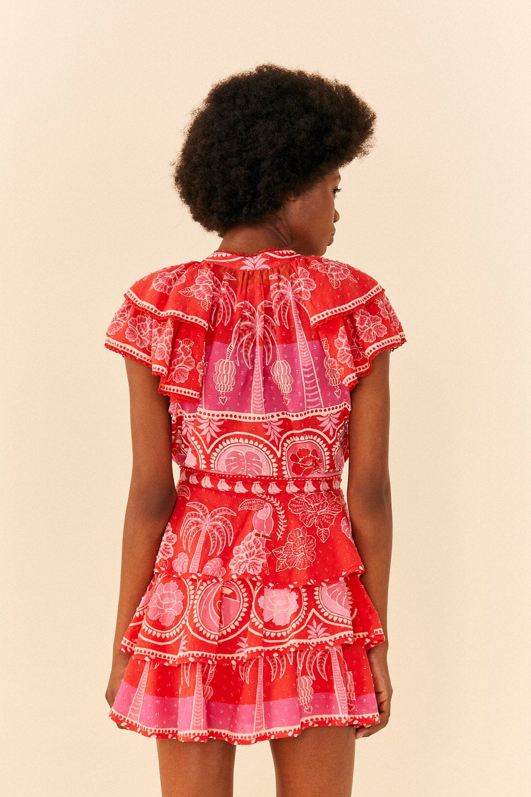 Farm Rio Red Summer Sunrise Mini Skirt