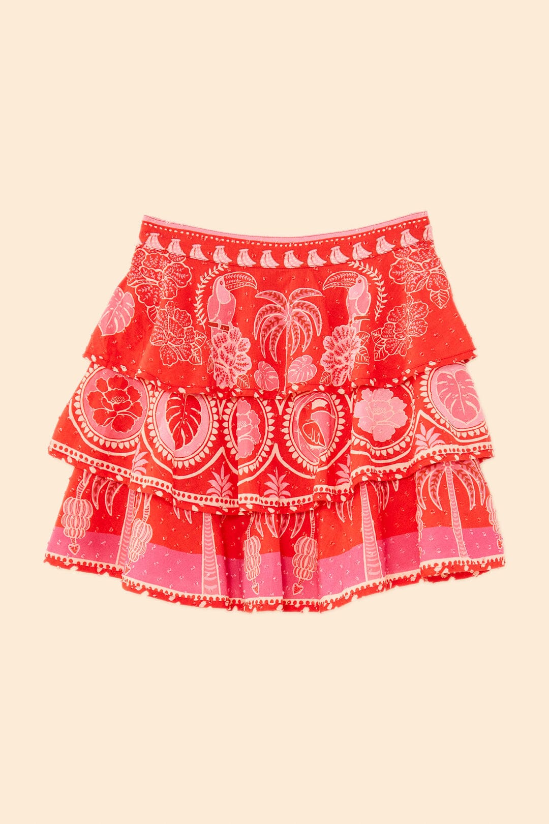 Farm Rio Red Summer Sunrise Mini Skirt