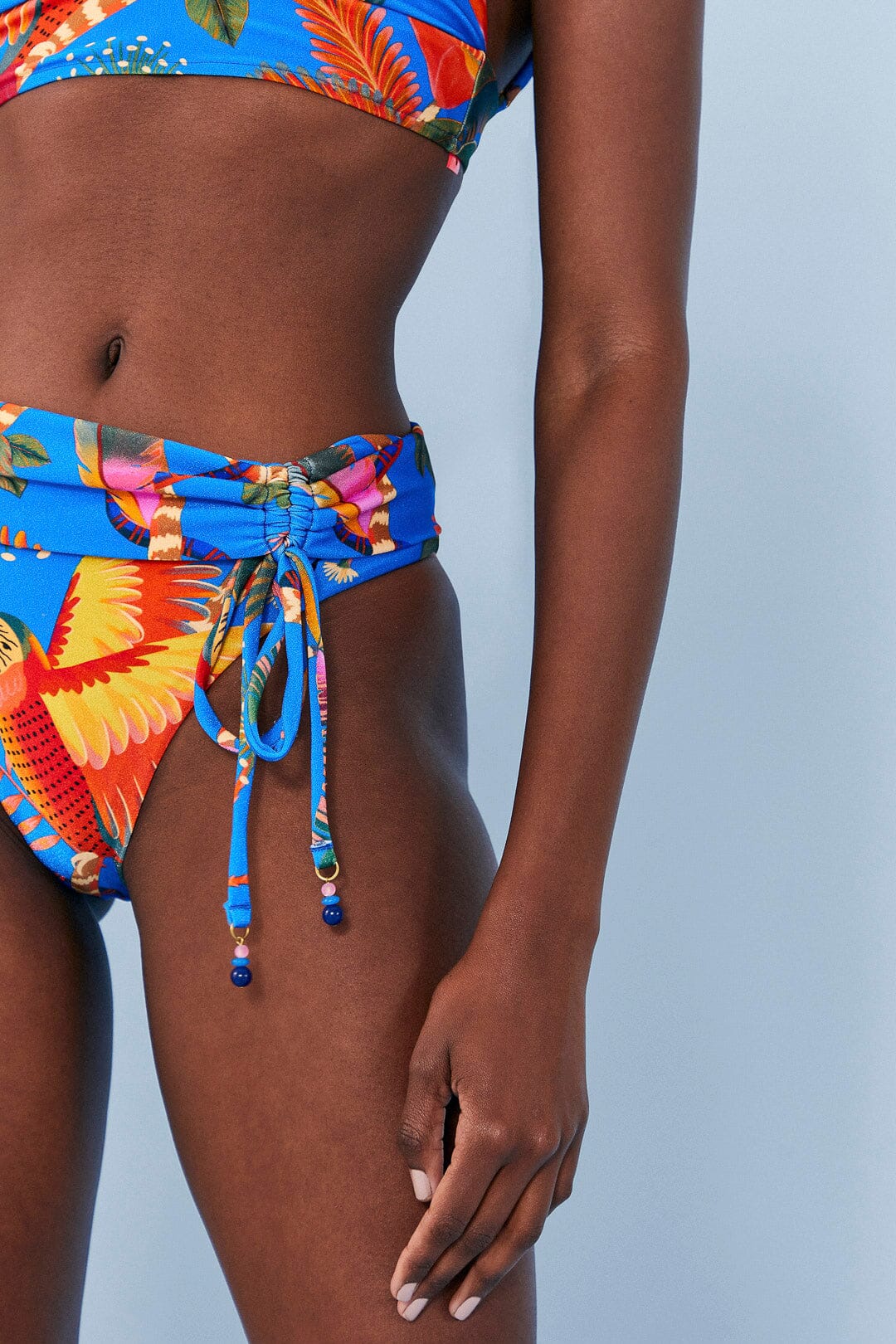 Farm Rio Blue Macaw Party Crochet Bikini Top
