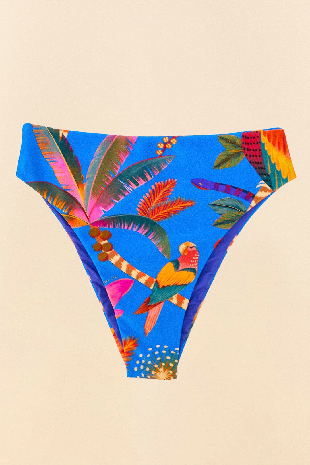 Farm Rio Blue Macaw Party High Waisted Bikini Bottom