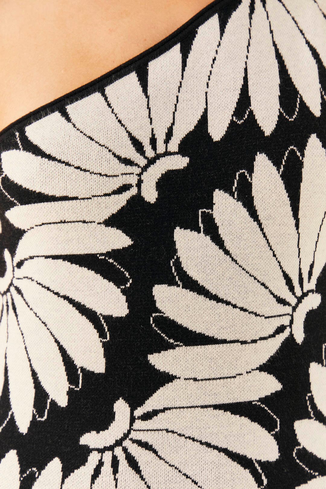 Farm Rio Black Copacabana Knit One Shoulder Dress