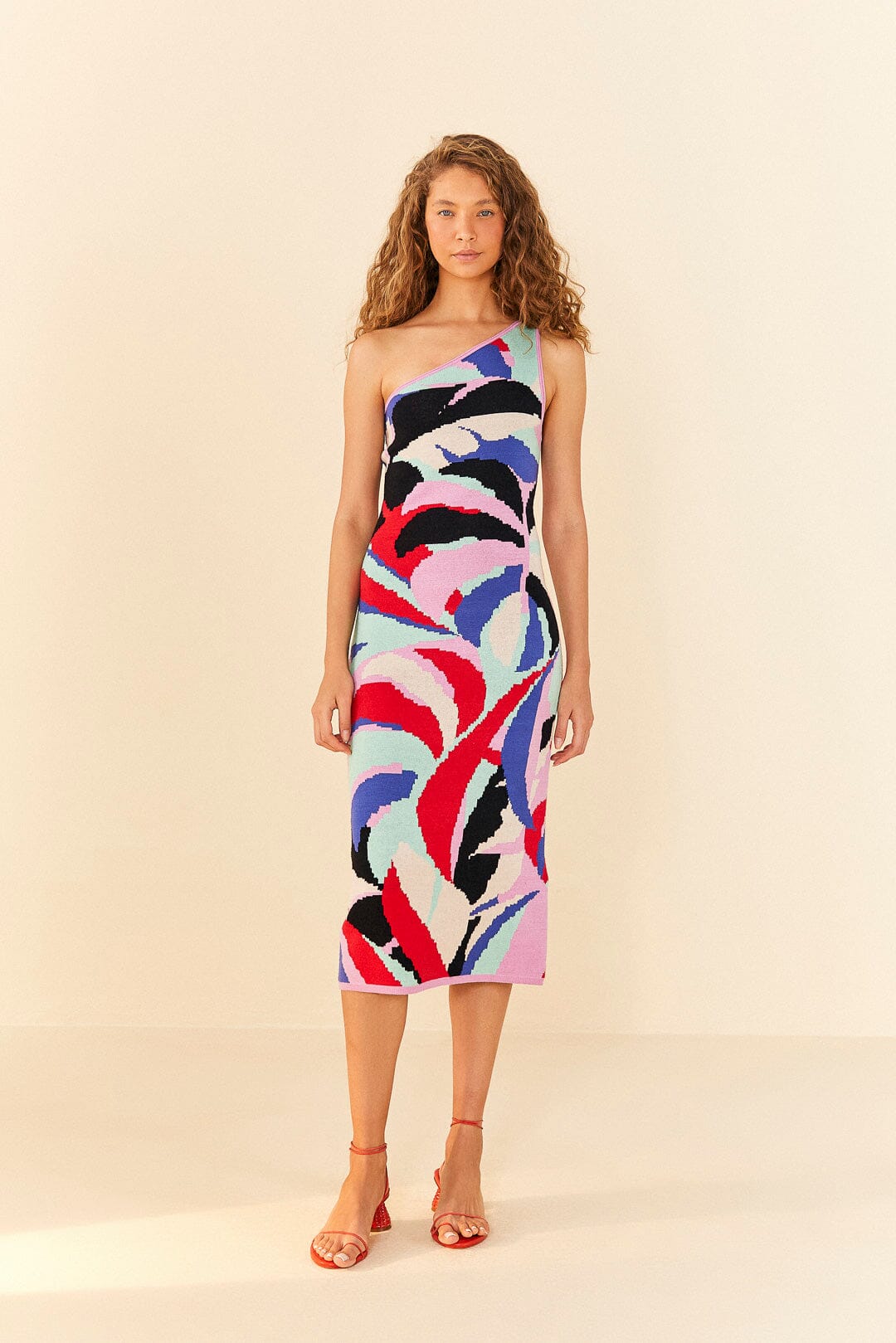 Farm Rio Colorful Monstera Knit Dress
