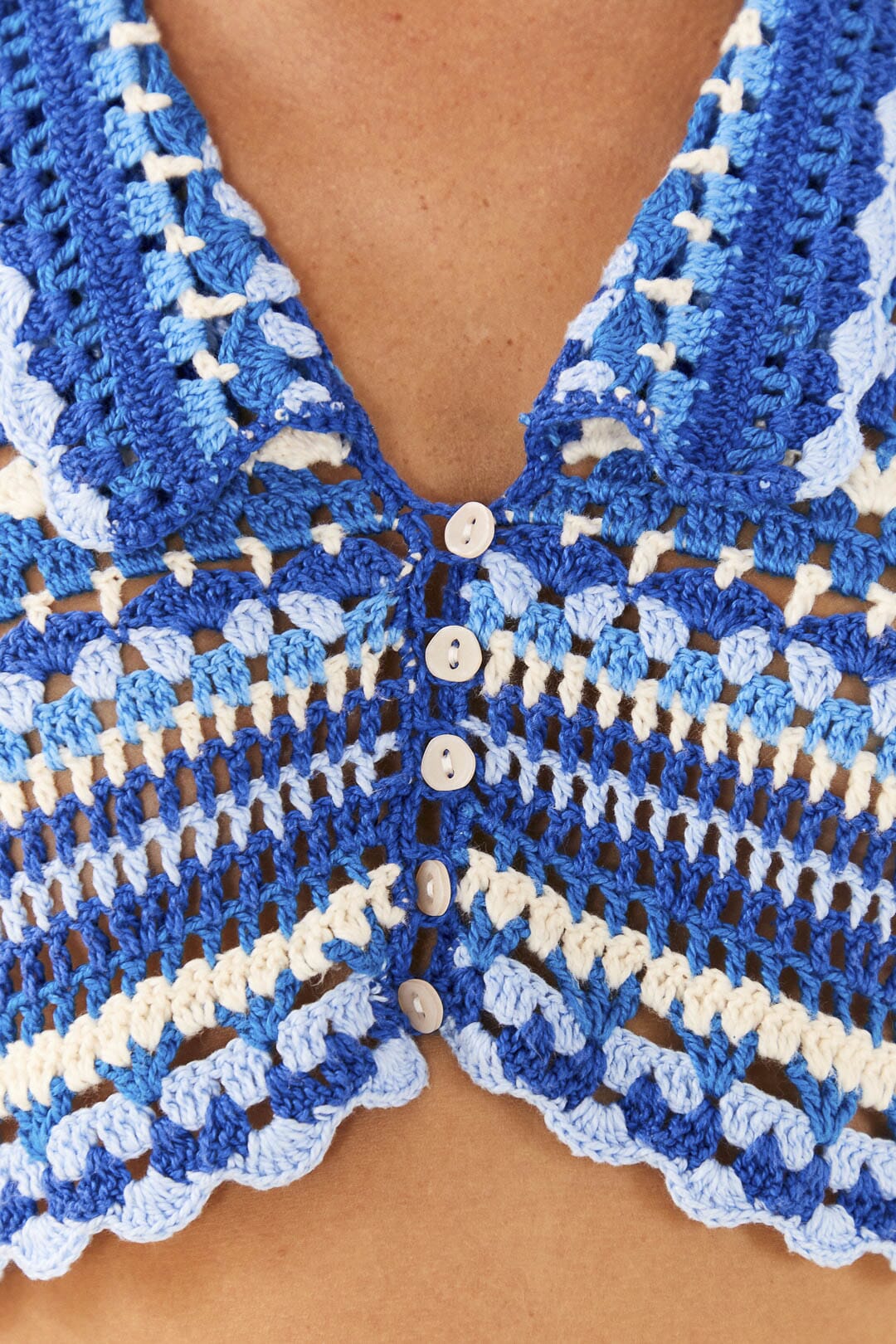 Farm Rio Multi Stitches Crochet Collar Blouse