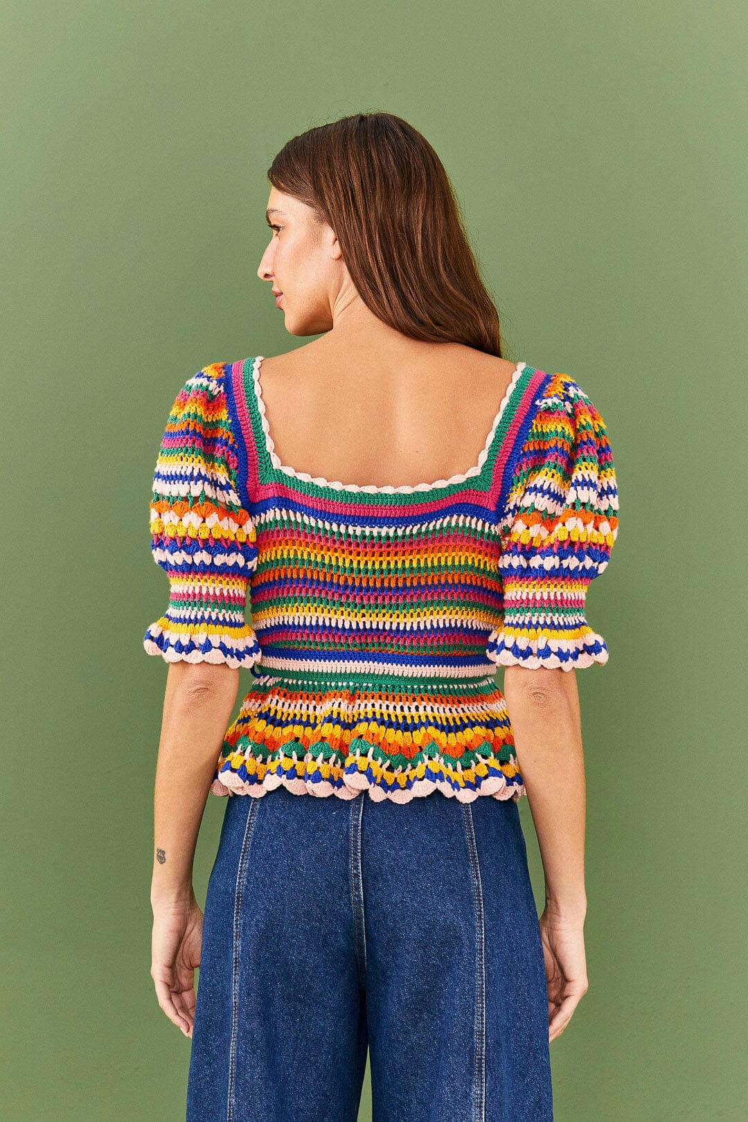 Farm Rio Multi Stitches Crochet Blouse