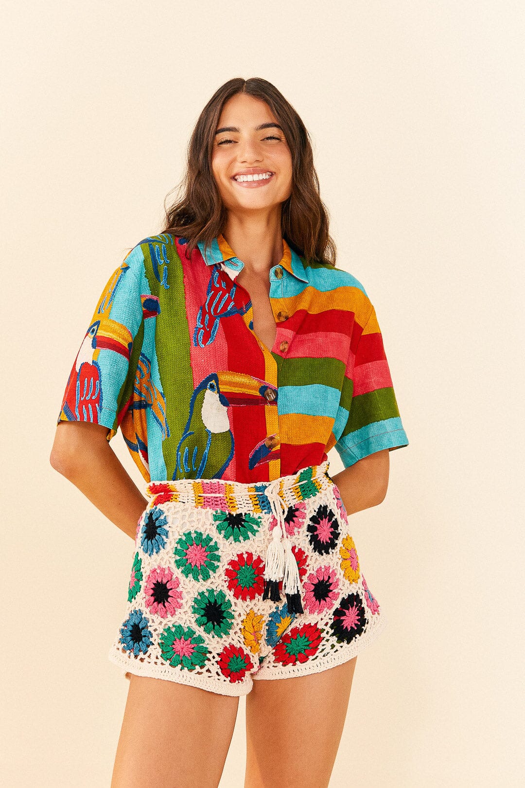 Farm Rio Multi Circles Crochet Shorts