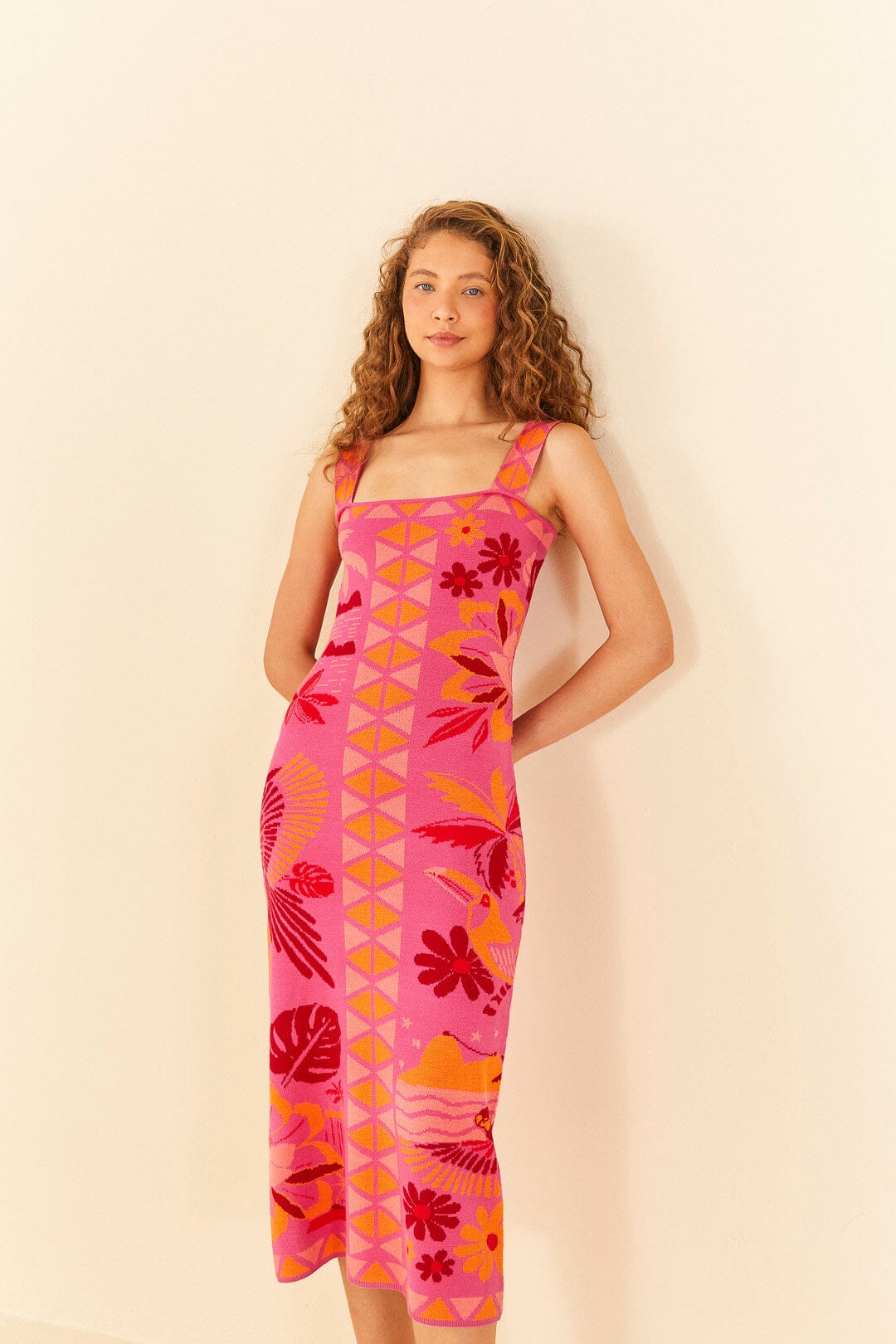 Farm Rio Pink Rio Tiles Knit Dress