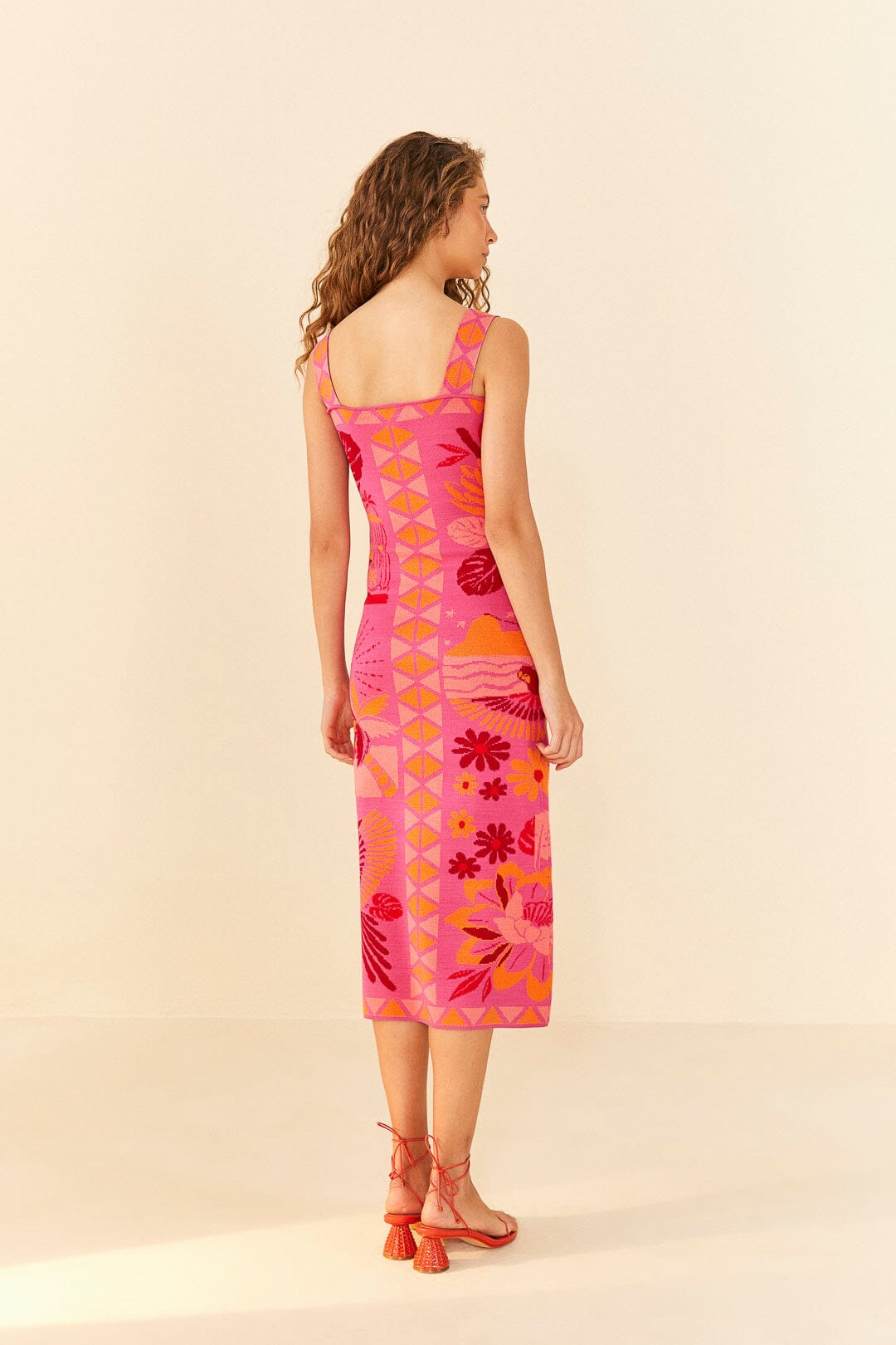 Farm Rio Pink Rio Tiles Knit Dress