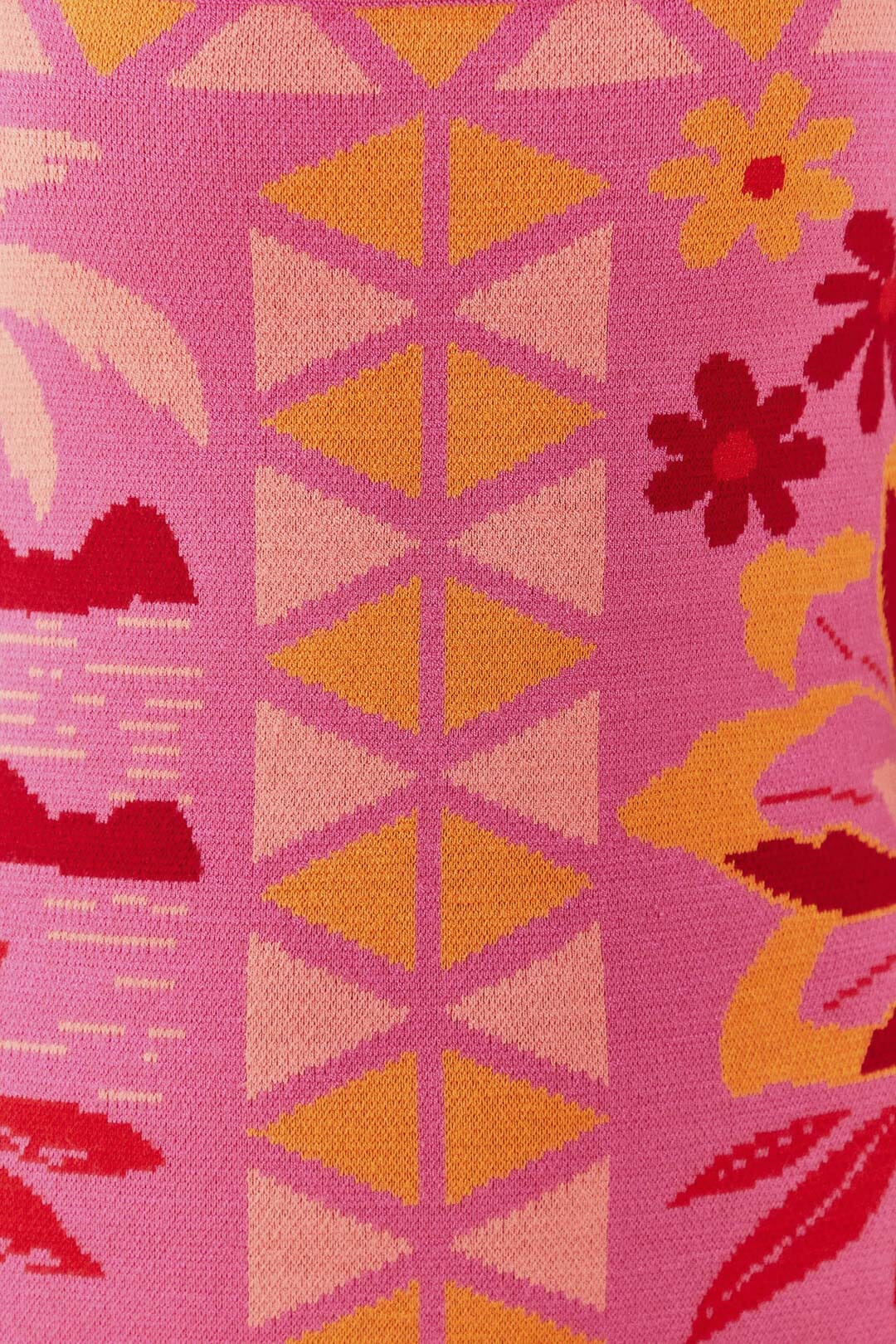 Farm Rio Pink Rio Tiles Knit Dress