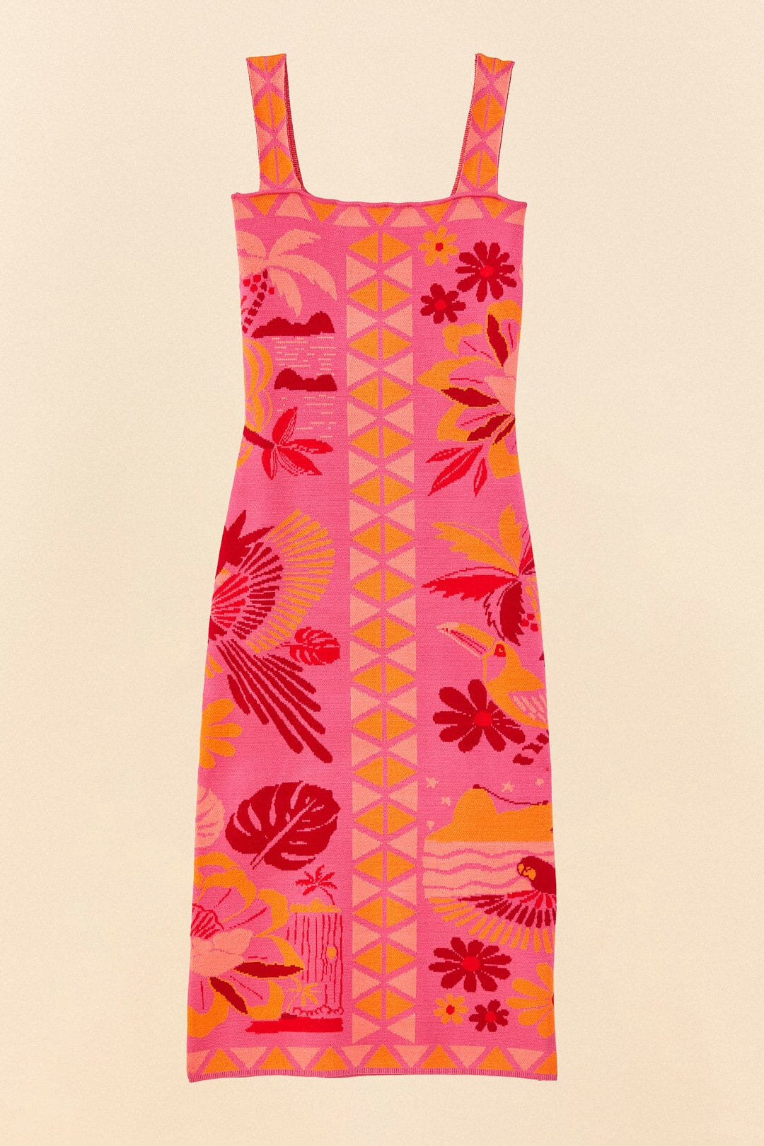 Farm Rio Pink Rio Tiles Knit Dress