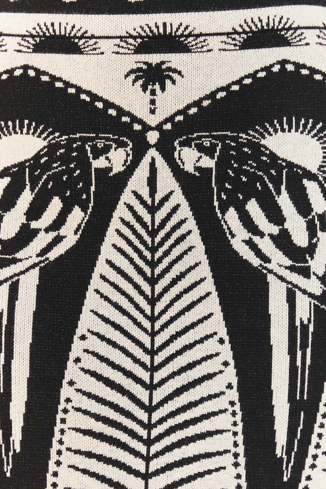 Farm Rio Black Macaw Elegance Knit Skirt