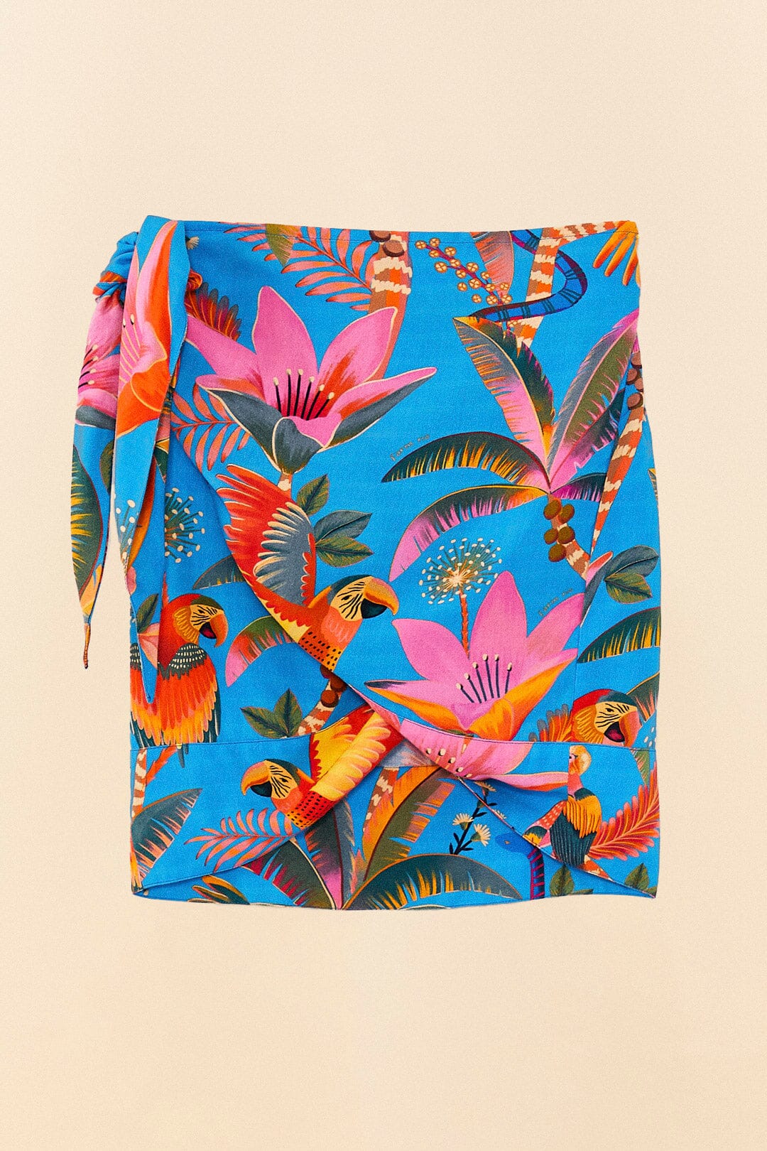 Farm Rio Blue Macaw Party Cover Up Skirt