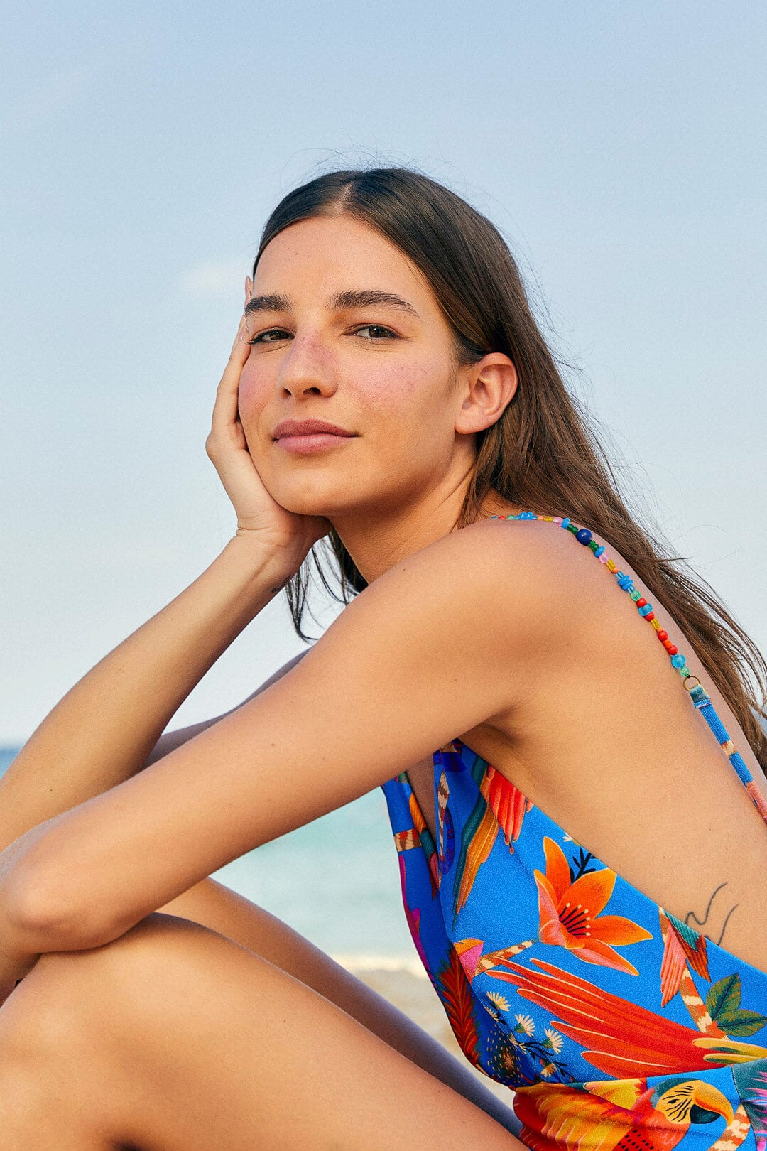 Farm Rio Blue Macaw Party One Piece Swimsuit