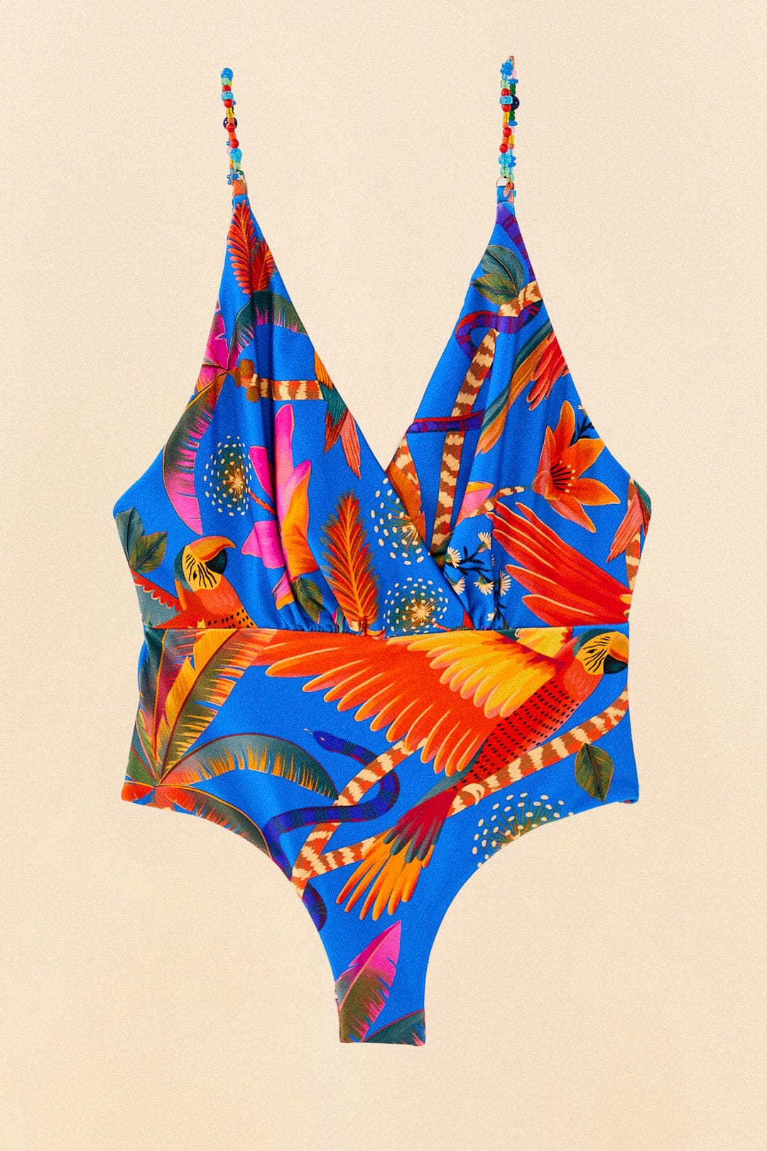Farm Rio Blue Macaw Party One Piece Swimsuit