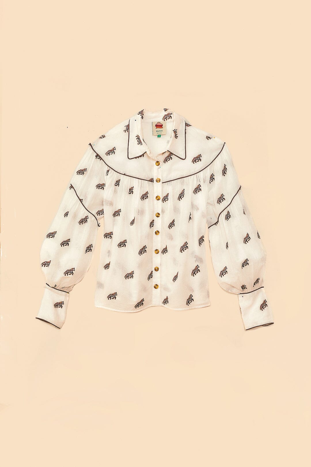 Farm Rio Off-White Embroidered Horses Blouse