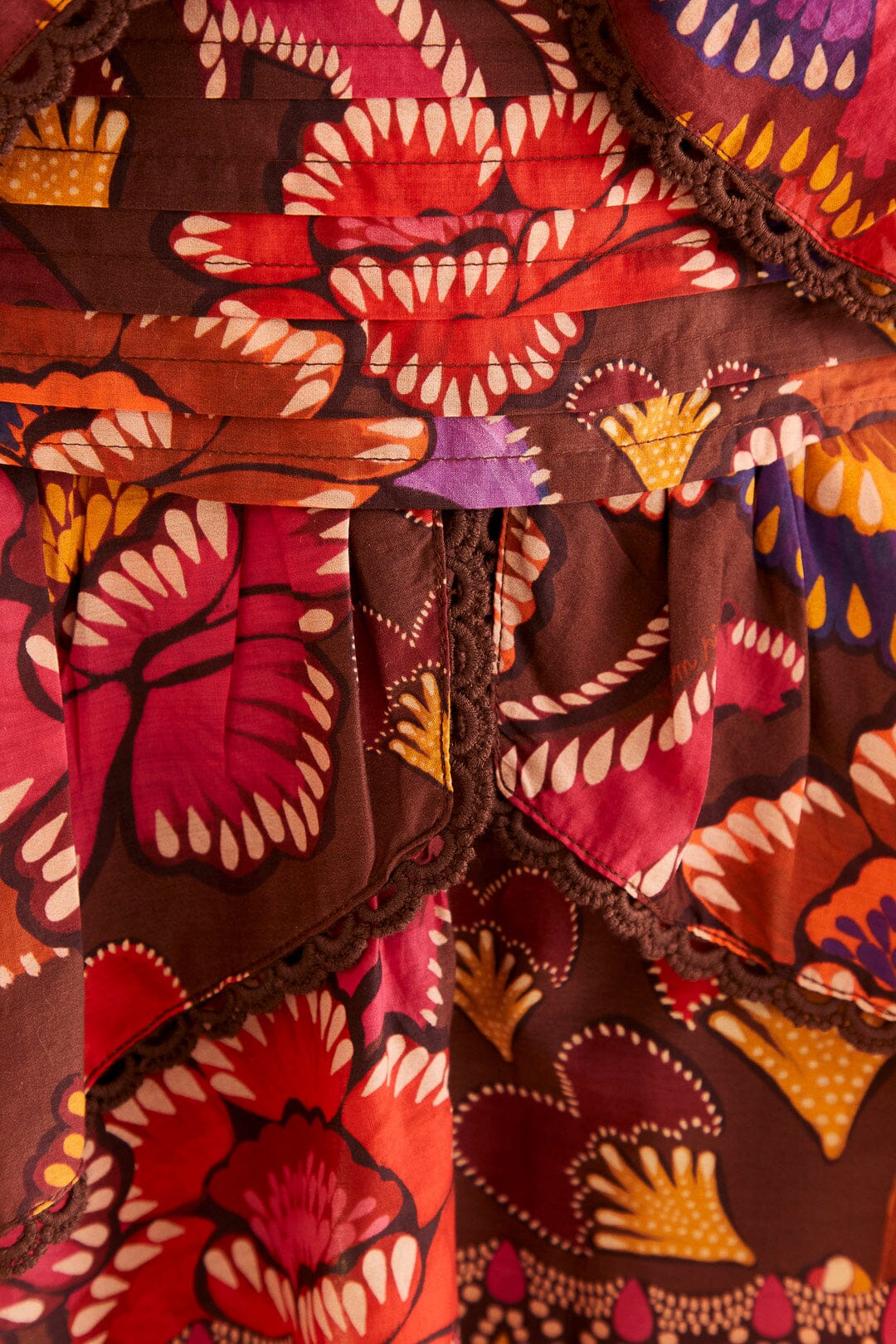 Farm Rio Brown Bright Flora Mini Skirt