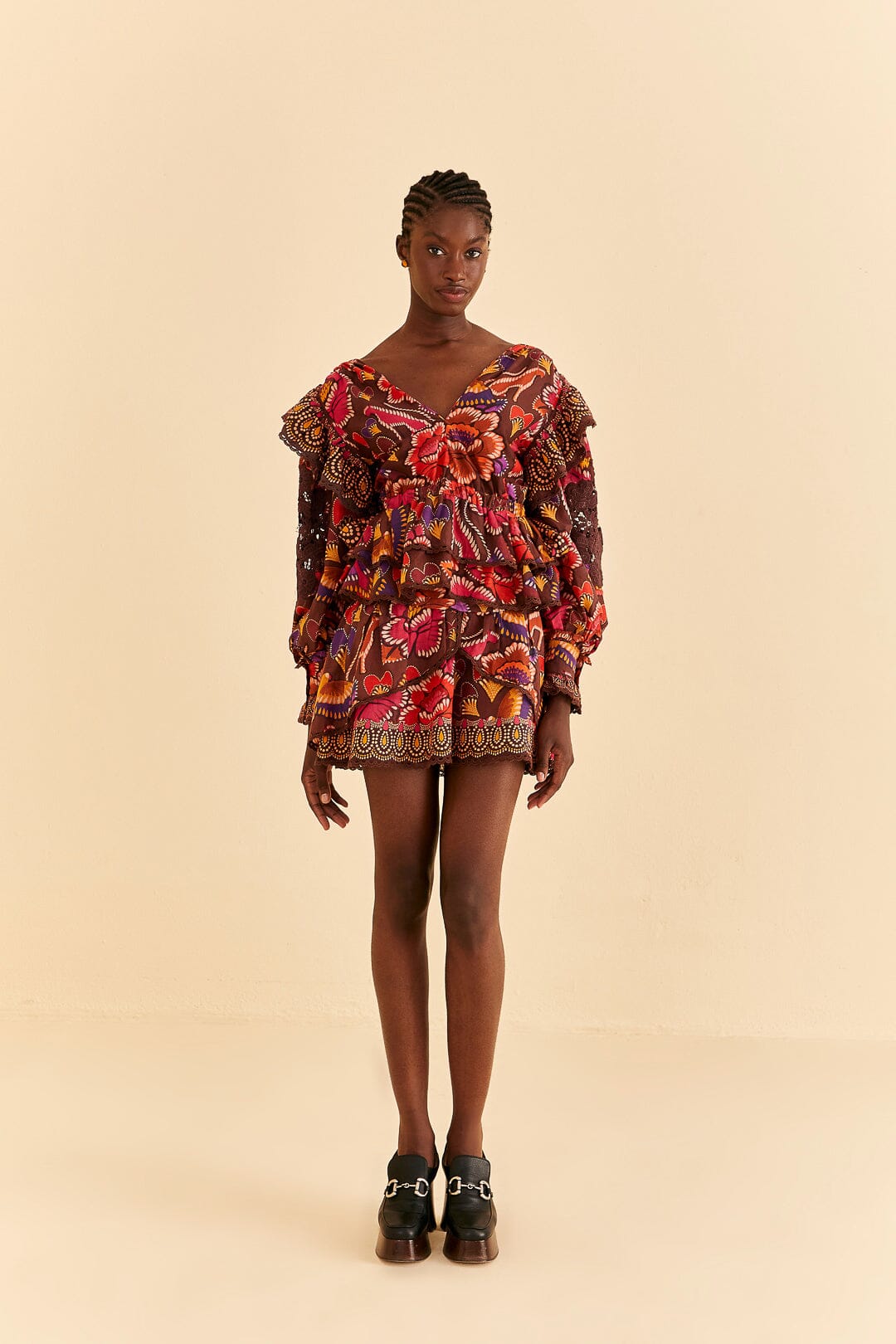Farm Rio Brown Bright Flora Blouse