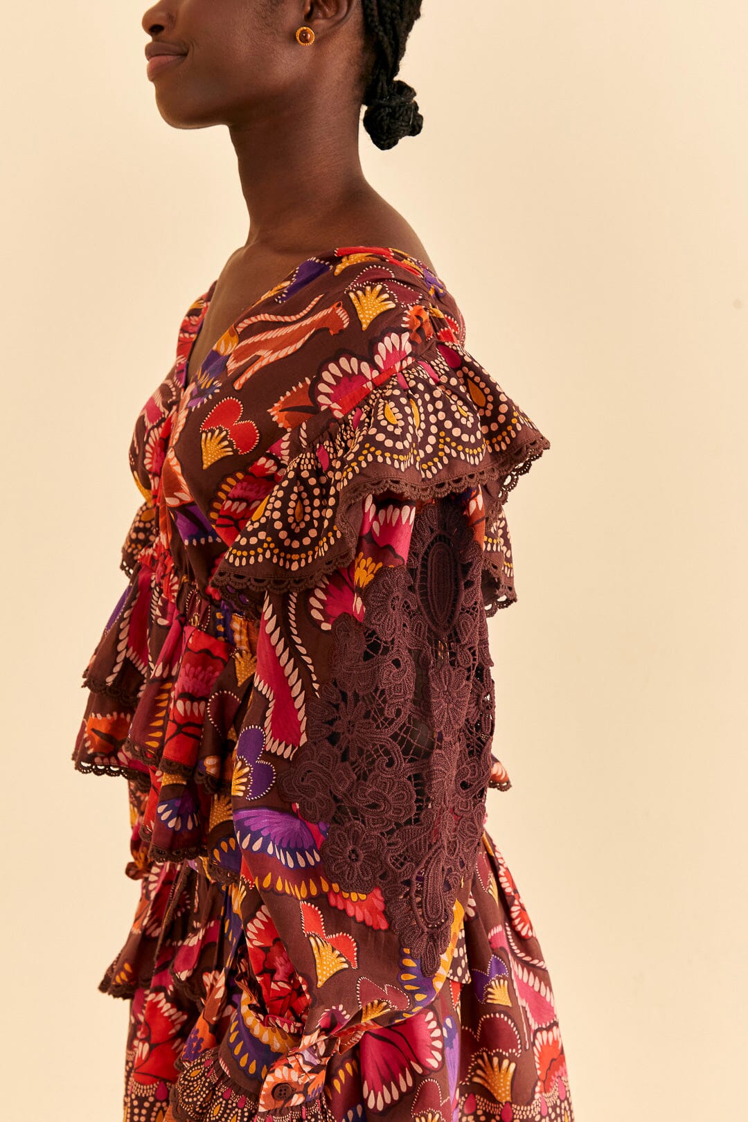 Farm Rio Brown Bright Flora Blouse