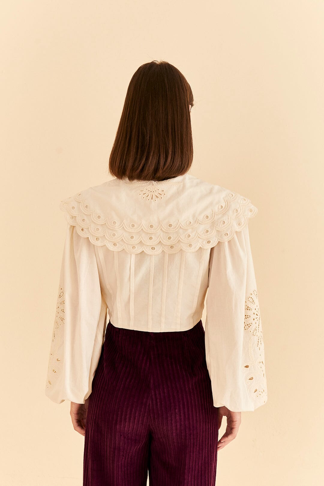 Farm Rio Off-White Richelieu Big Collar Blouse
