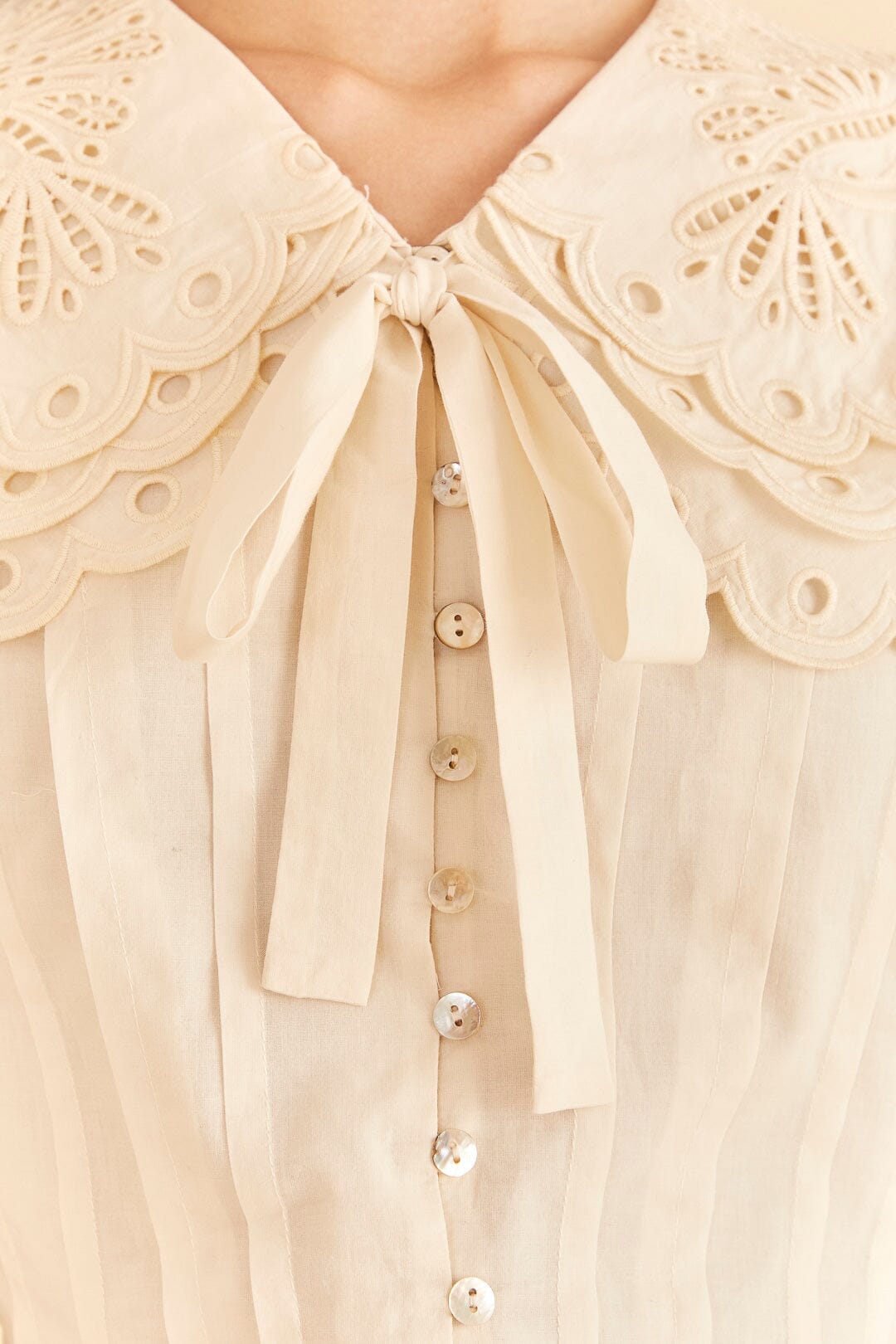 Farm Rio Off-White Richelieu Big Collar Blouse