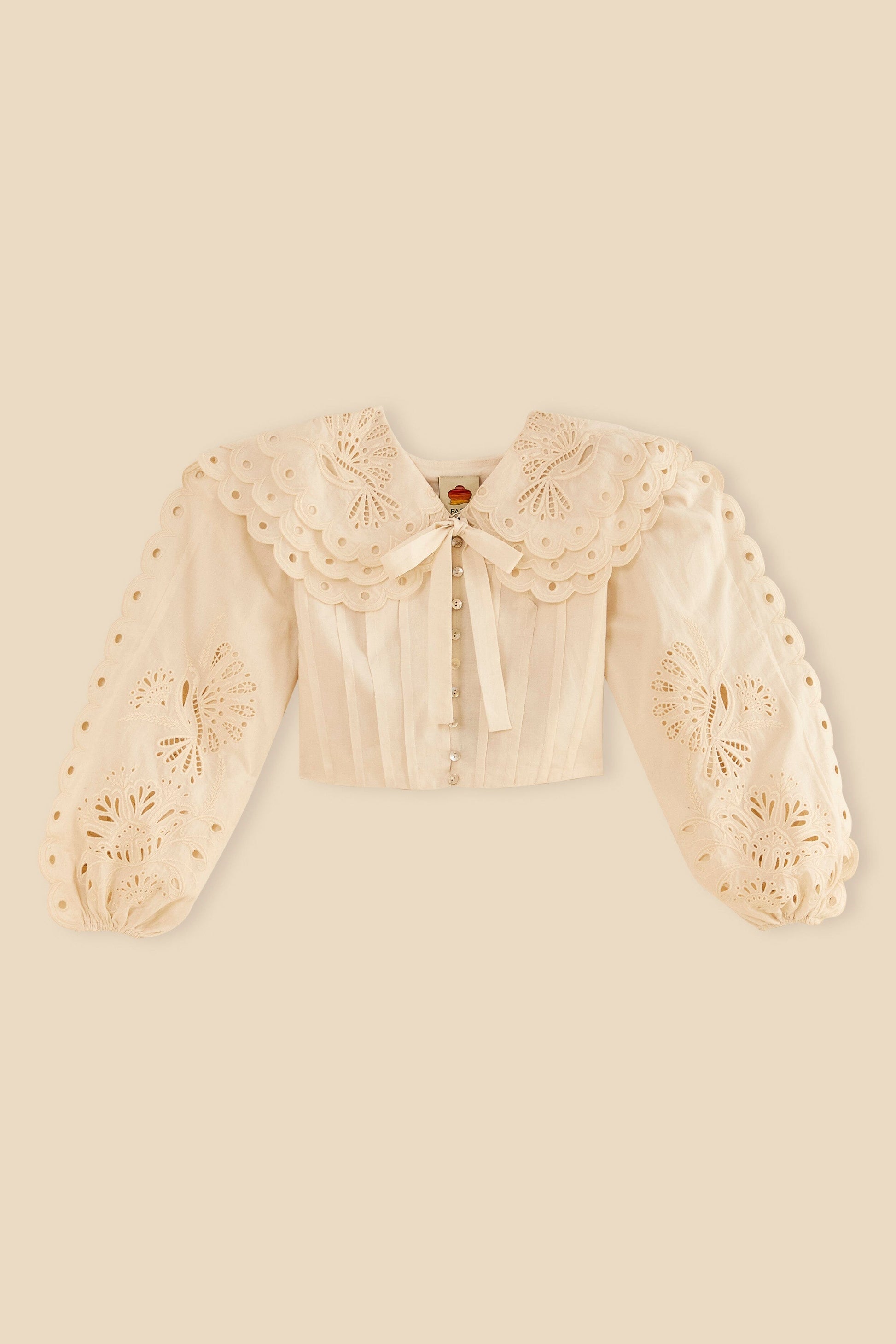 Farm Rio Off-White Richelieu Big Collar Blouse