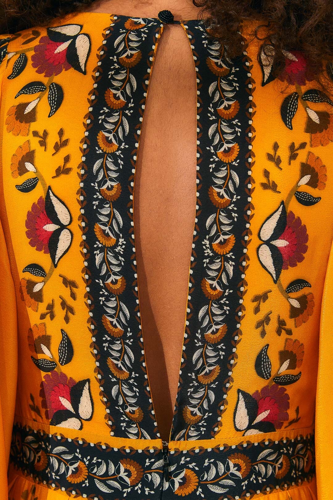 Farm Rio Yellow Tropical Tapestry Kaftan Dress