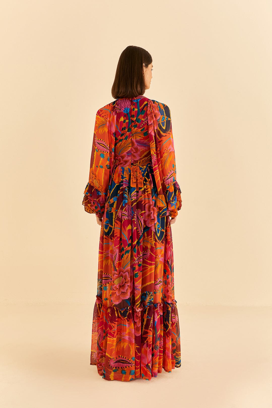 Farm Rio Vintage Wave Long Sleeve Maxi Dress