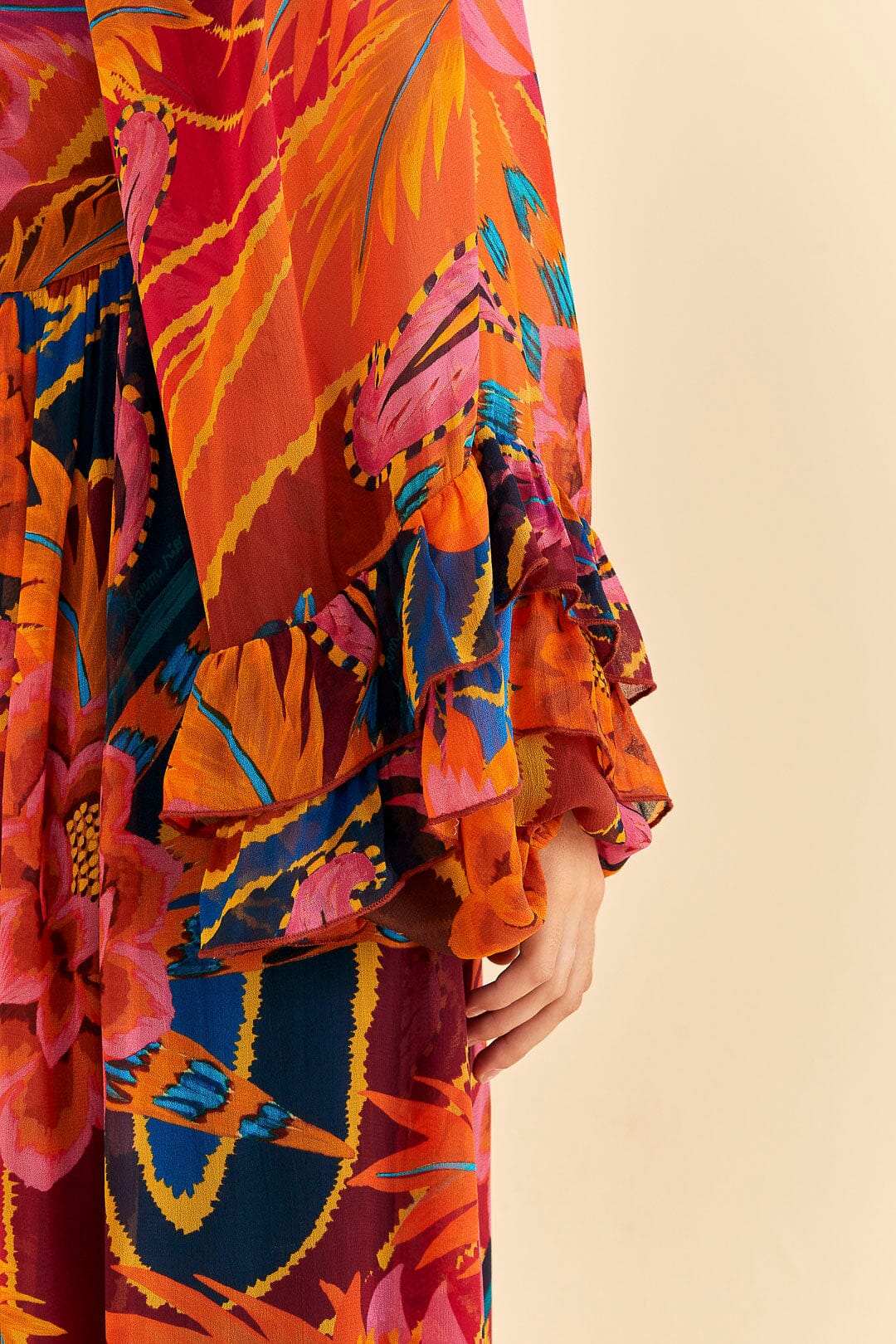 Farm Rio Vintage Wave Long Sleeve Maxi Dress