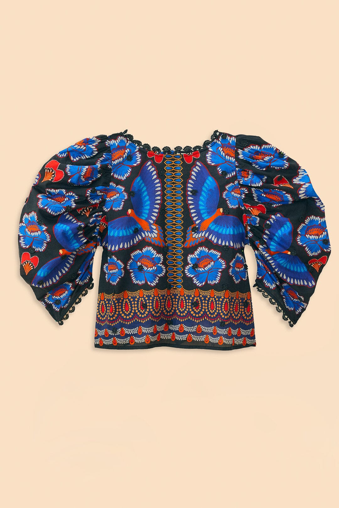 Farm Rio Black Ainika Sparkle Short Sleeve Blouse