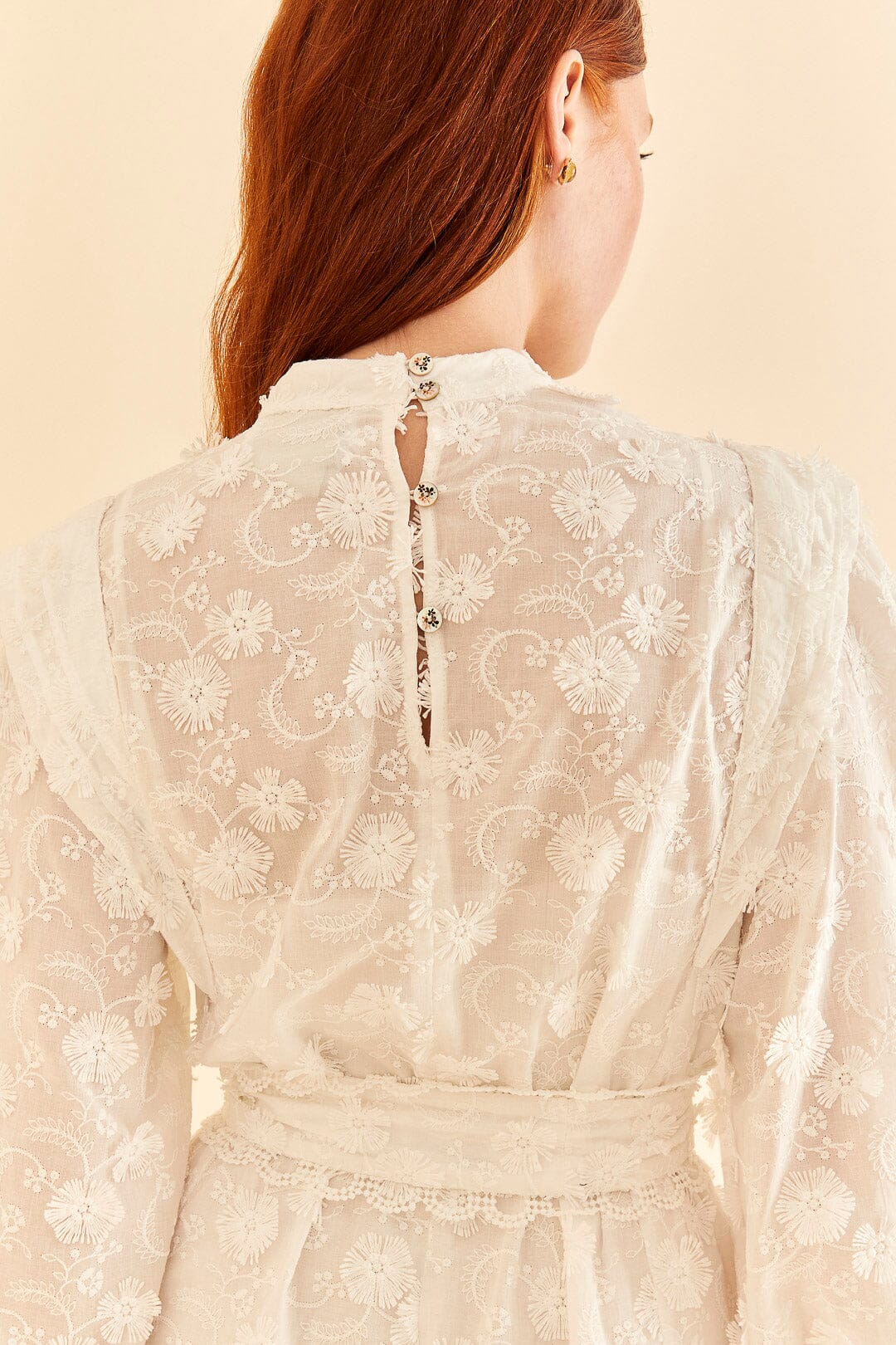 Farm Rio Off-White 3d Flower Pleated Mini Dress