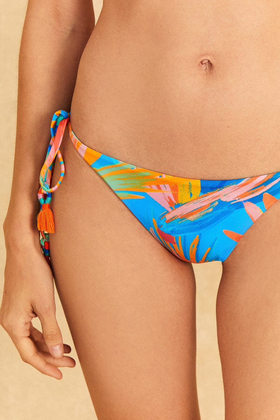 Farm Rio Blue Painted Birds Side Tie Bikini Bottom