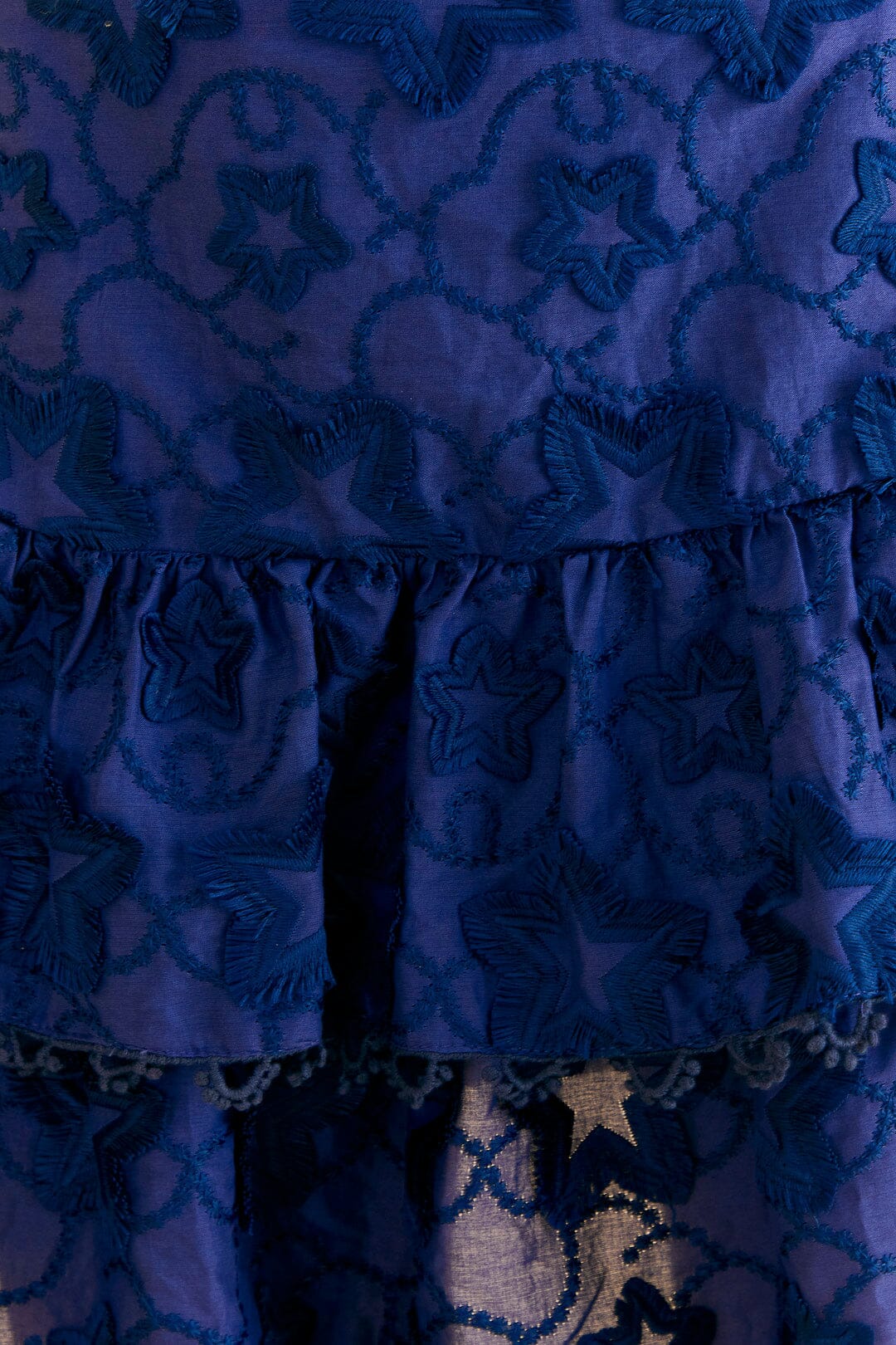 Farm Rio Navy Blue 3d Star Texture Mini Skirt