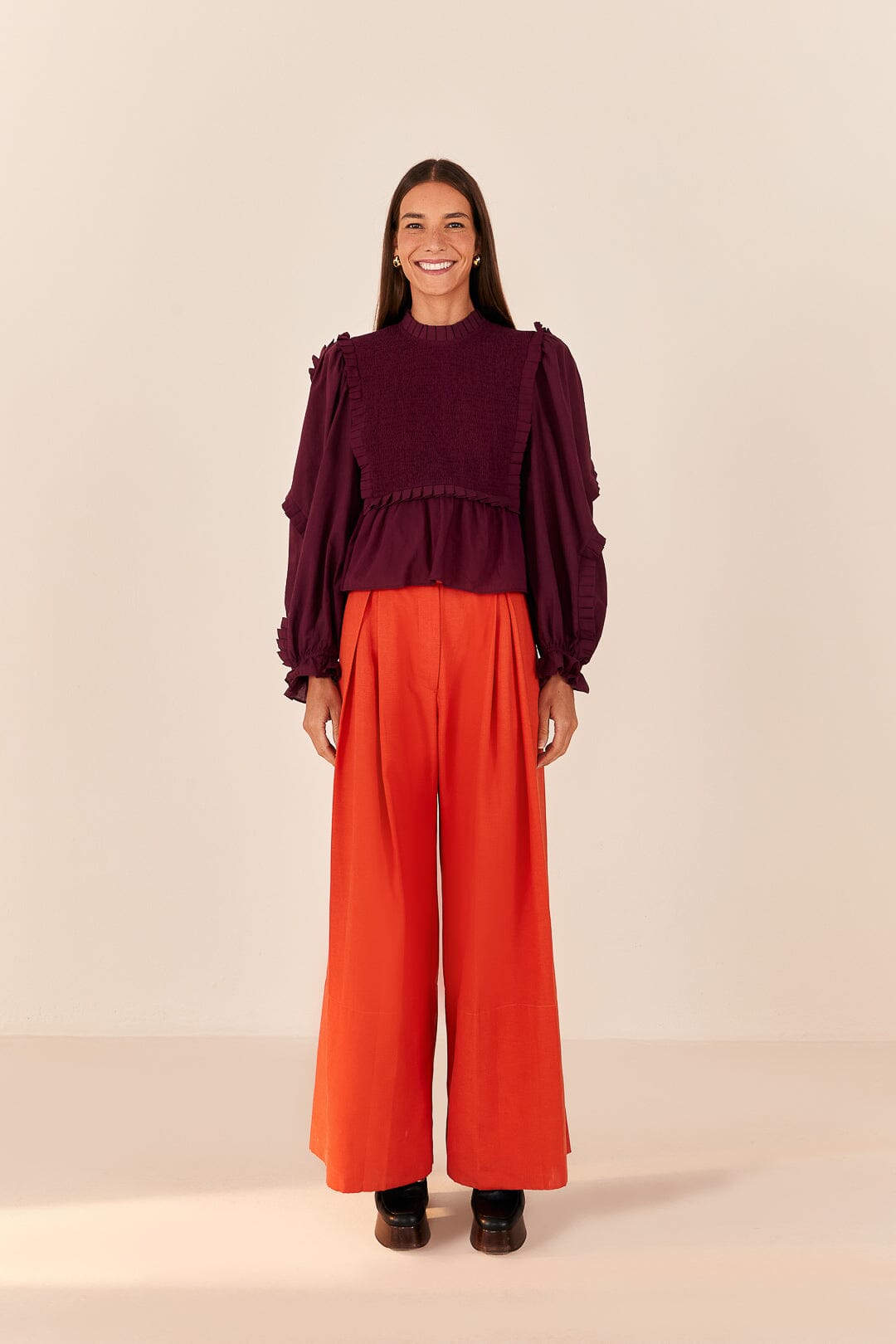 Farm Rio Orange Tailored Pants