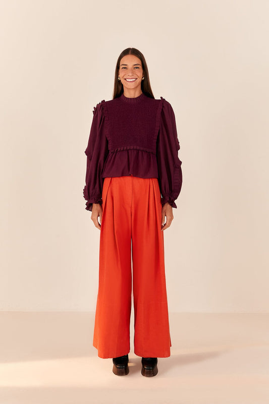 Farm Rio Orange Tailored Pants