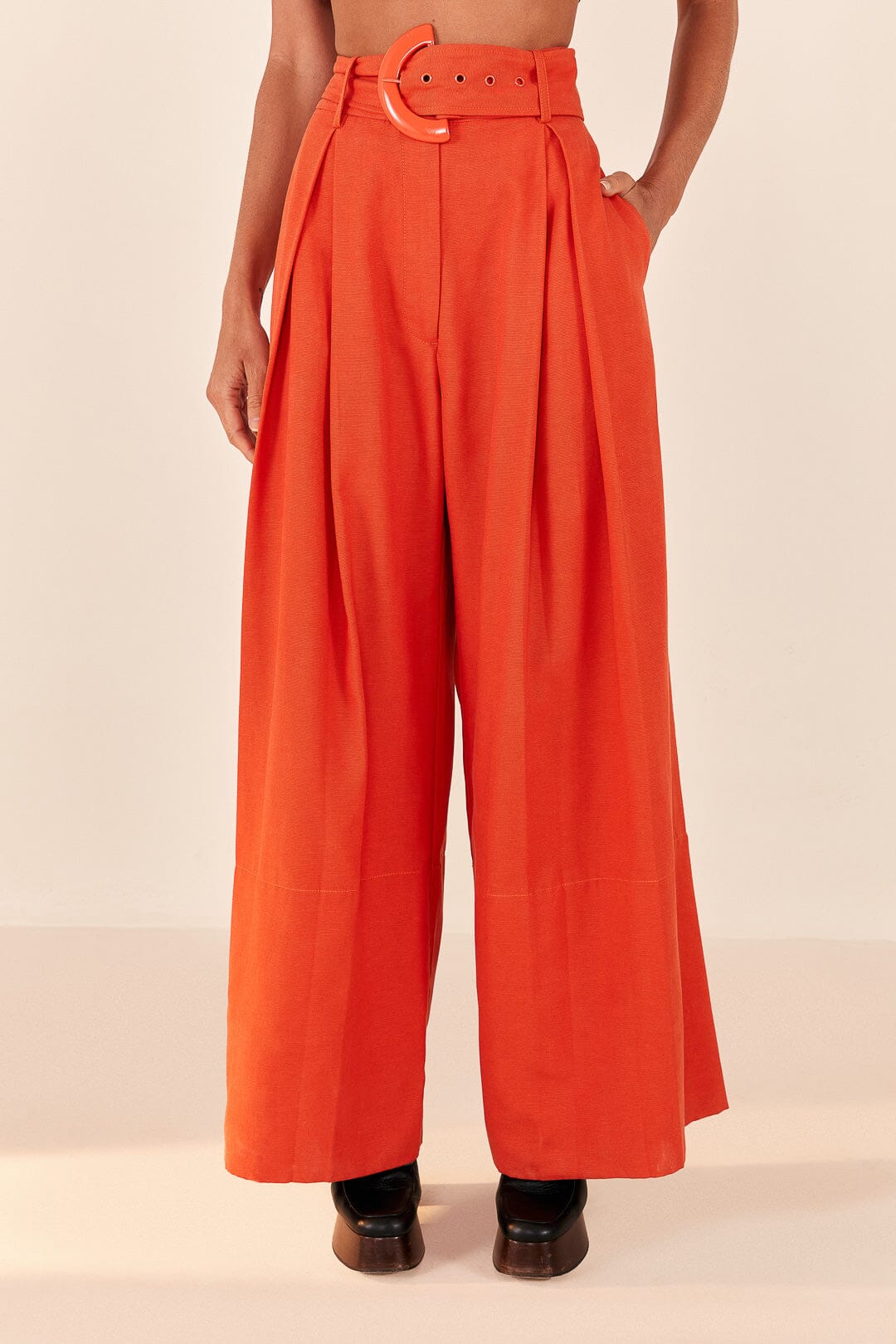 Farm Rio Orange Tailored Pants