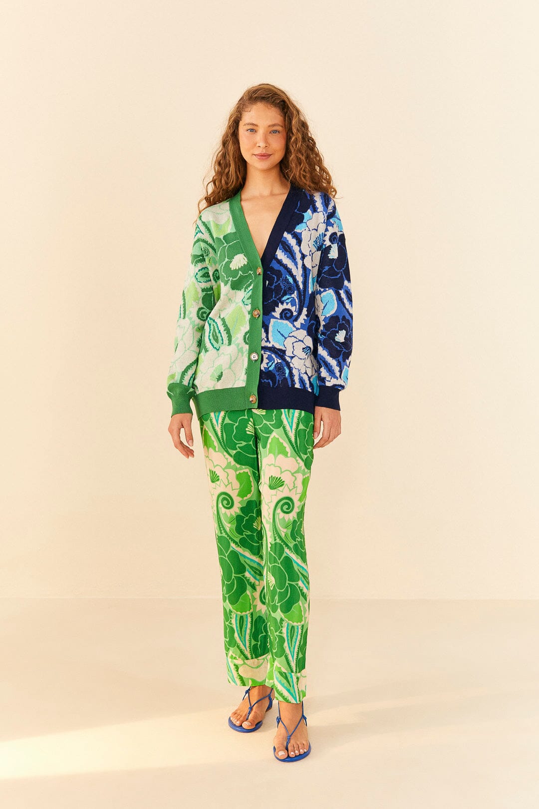 Farm Rio Tropical Groove Mixed Cardigan