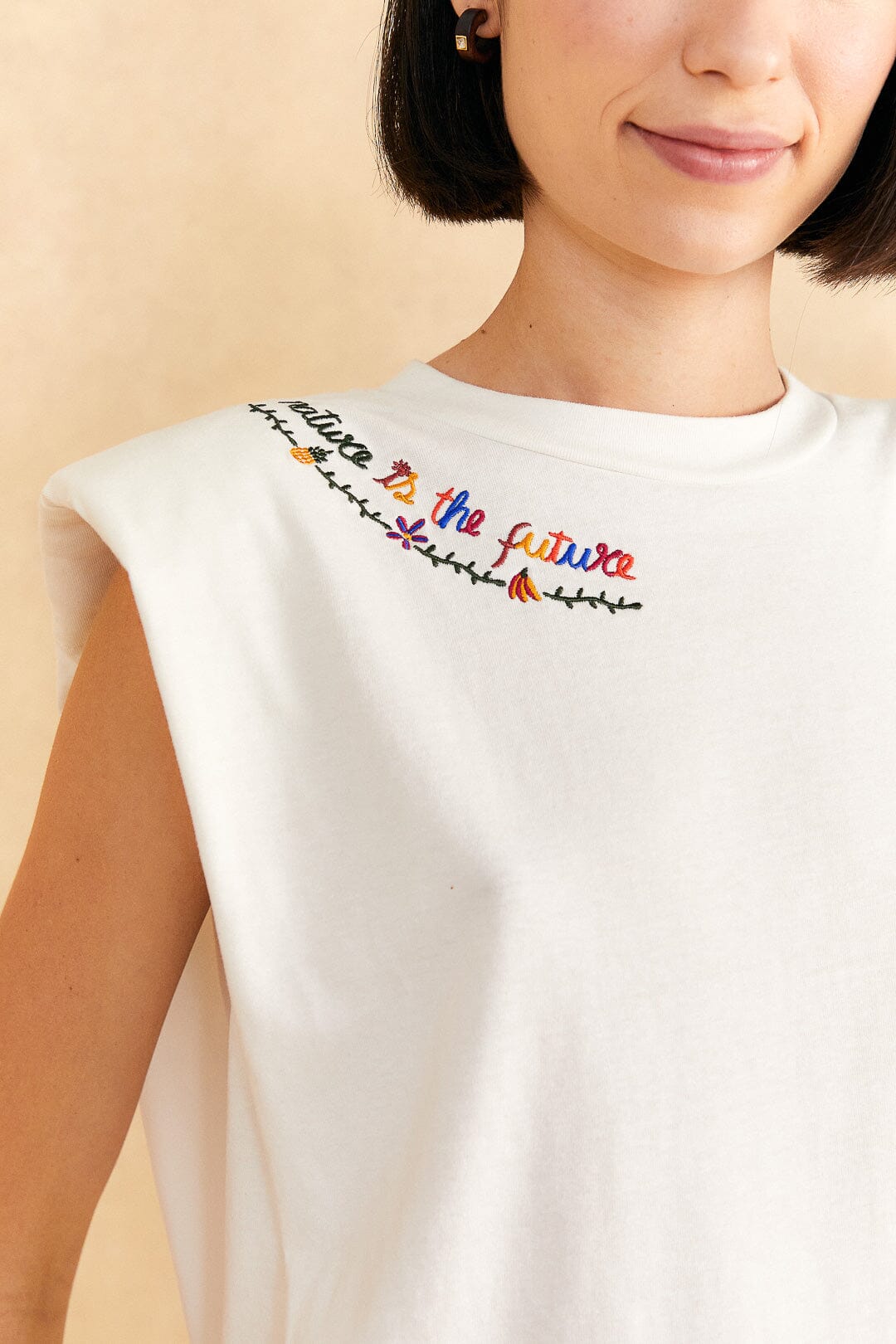 Farm Rio Nature Is The Future Embroidered Organic Cotton T-Shirt