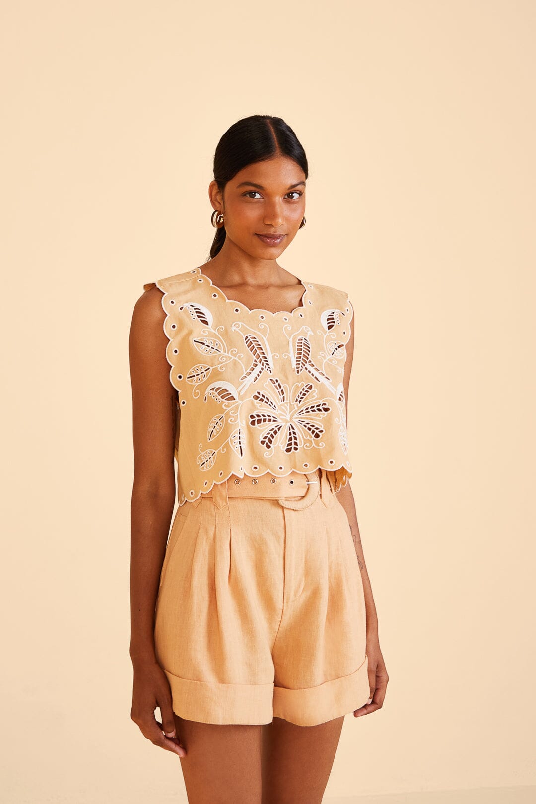 Farm Rio Beige Tailored Shorts
