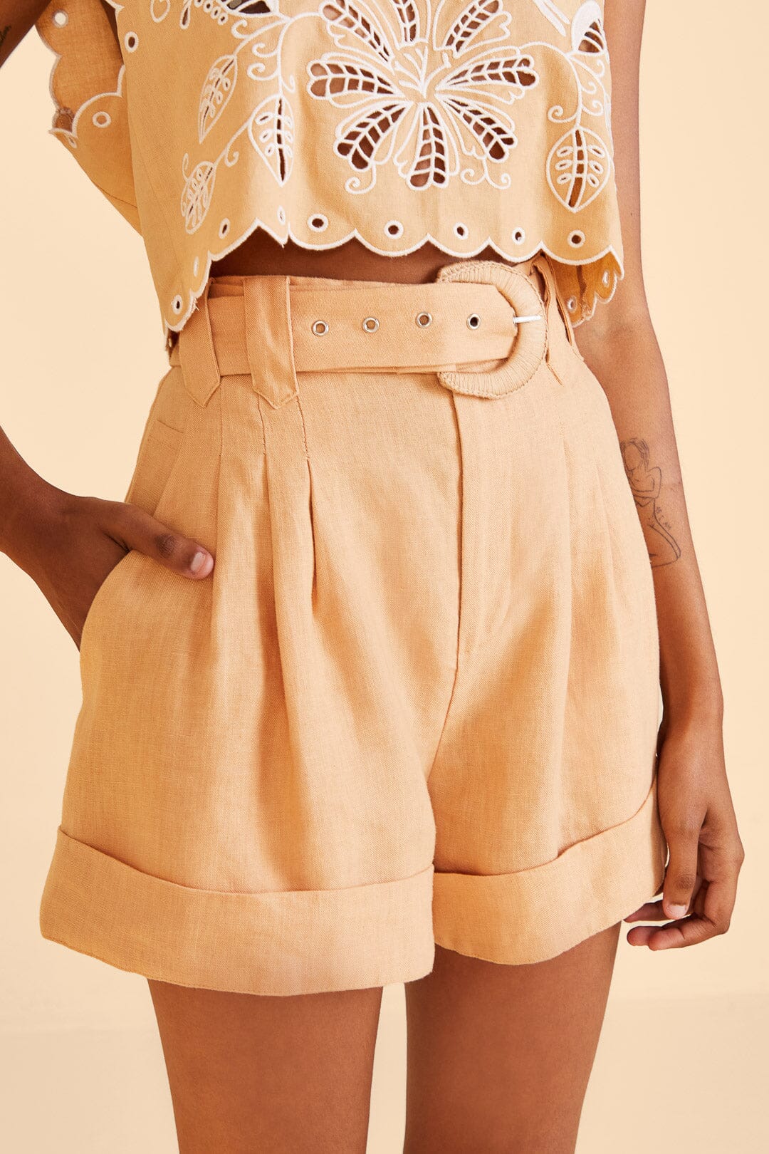 Farm Rio Beige Tailored Shorts